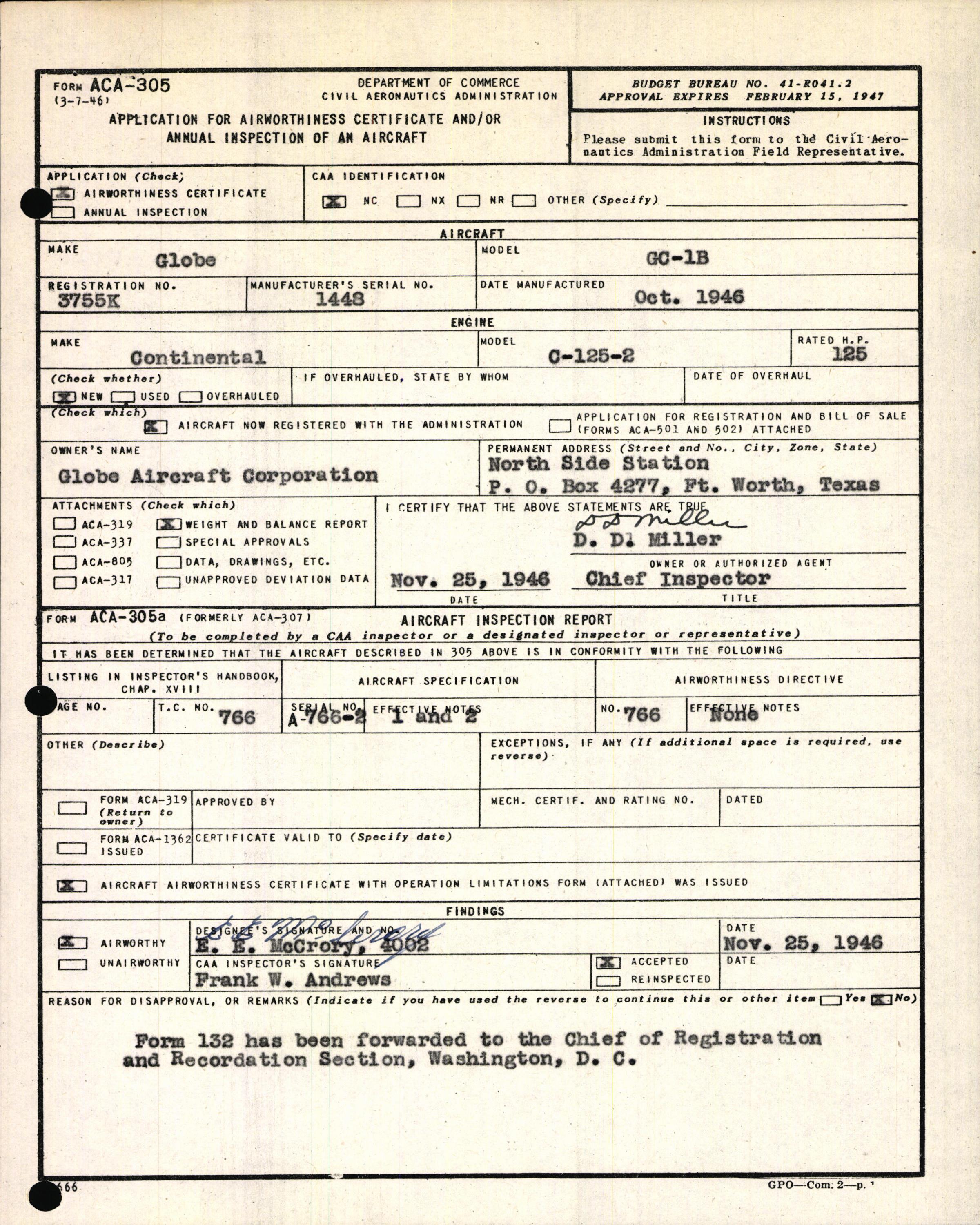 Sample page 3 from AirCorps Library document: Technical Information for Serial Number 1448