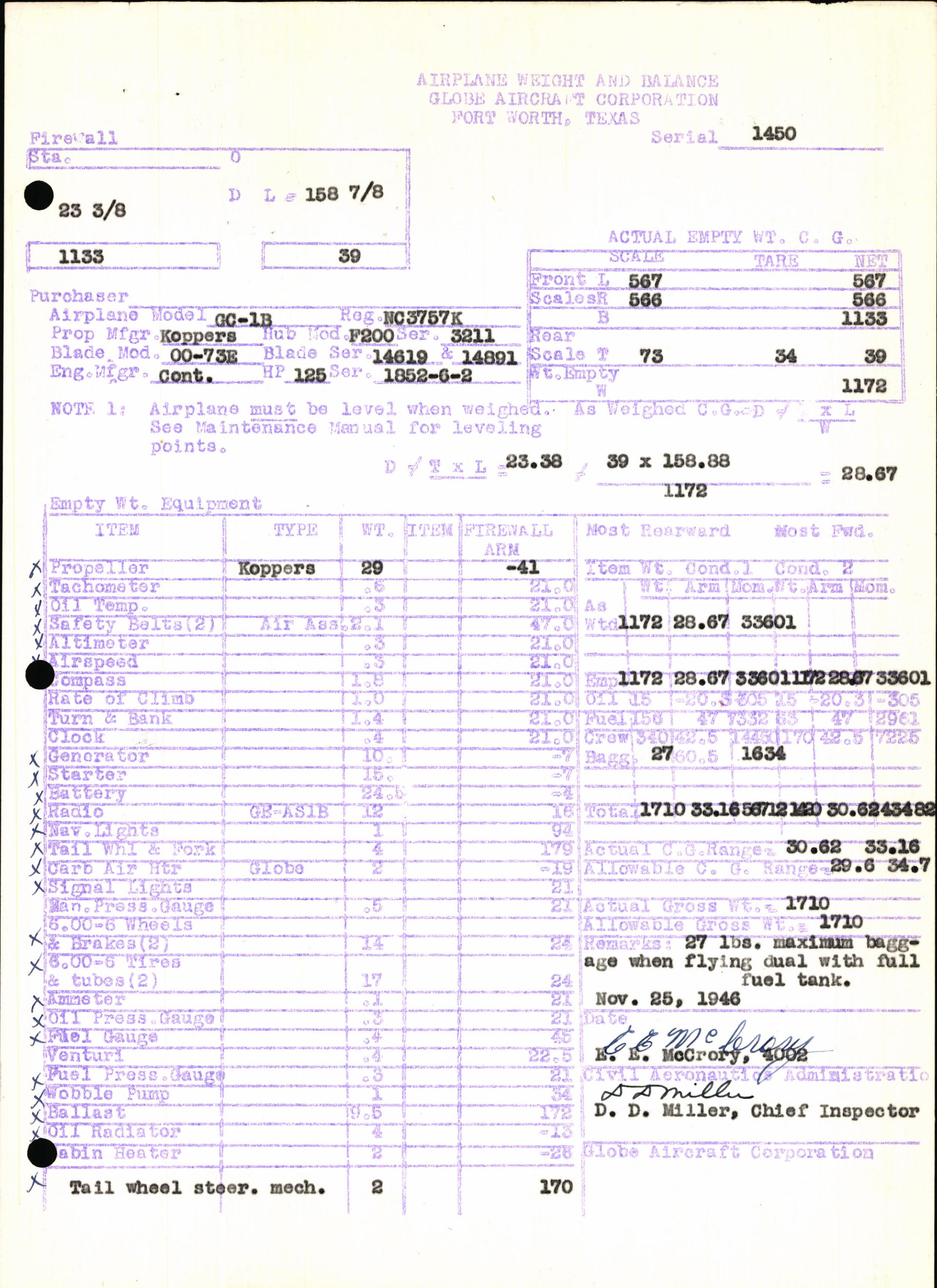 Sample page 5 from AirCorps Library document: Technical Information for Serial Number 1450