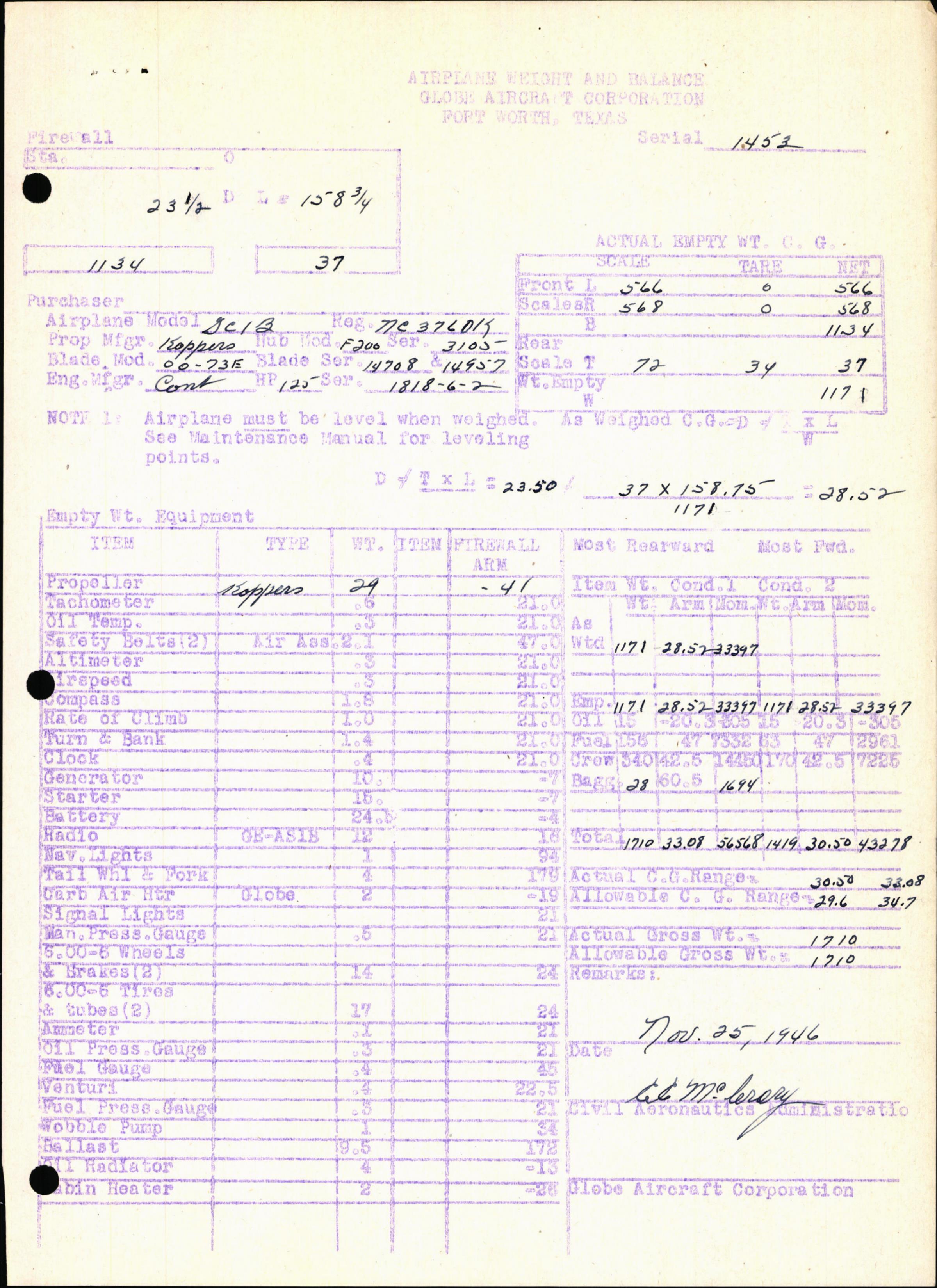 Sample page 7 from AirCorps Library document: Technical Information for Serial Number 1453