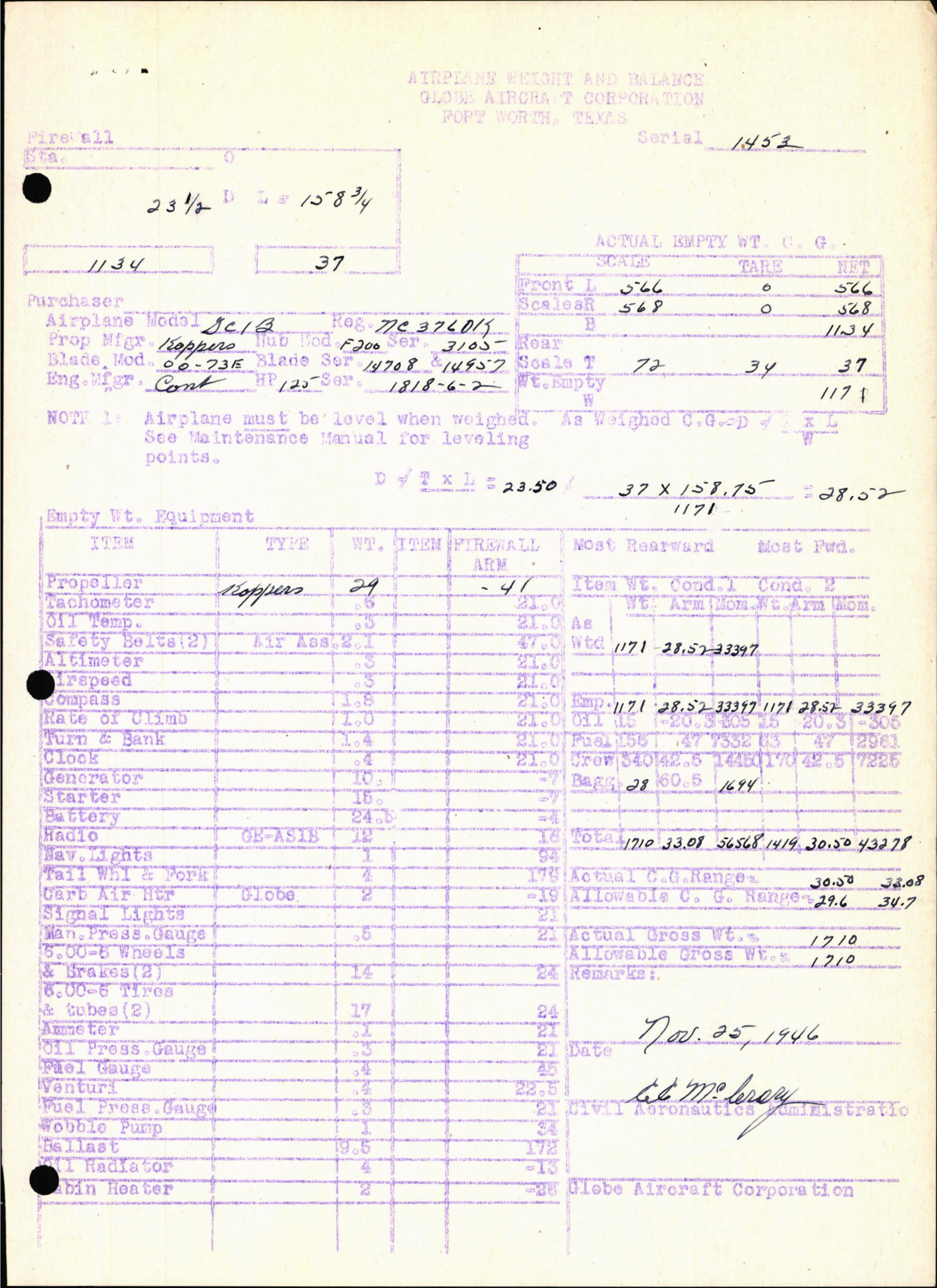 Sample page 7 from AirCorps Library document: Technical Information for Serial Number 1453