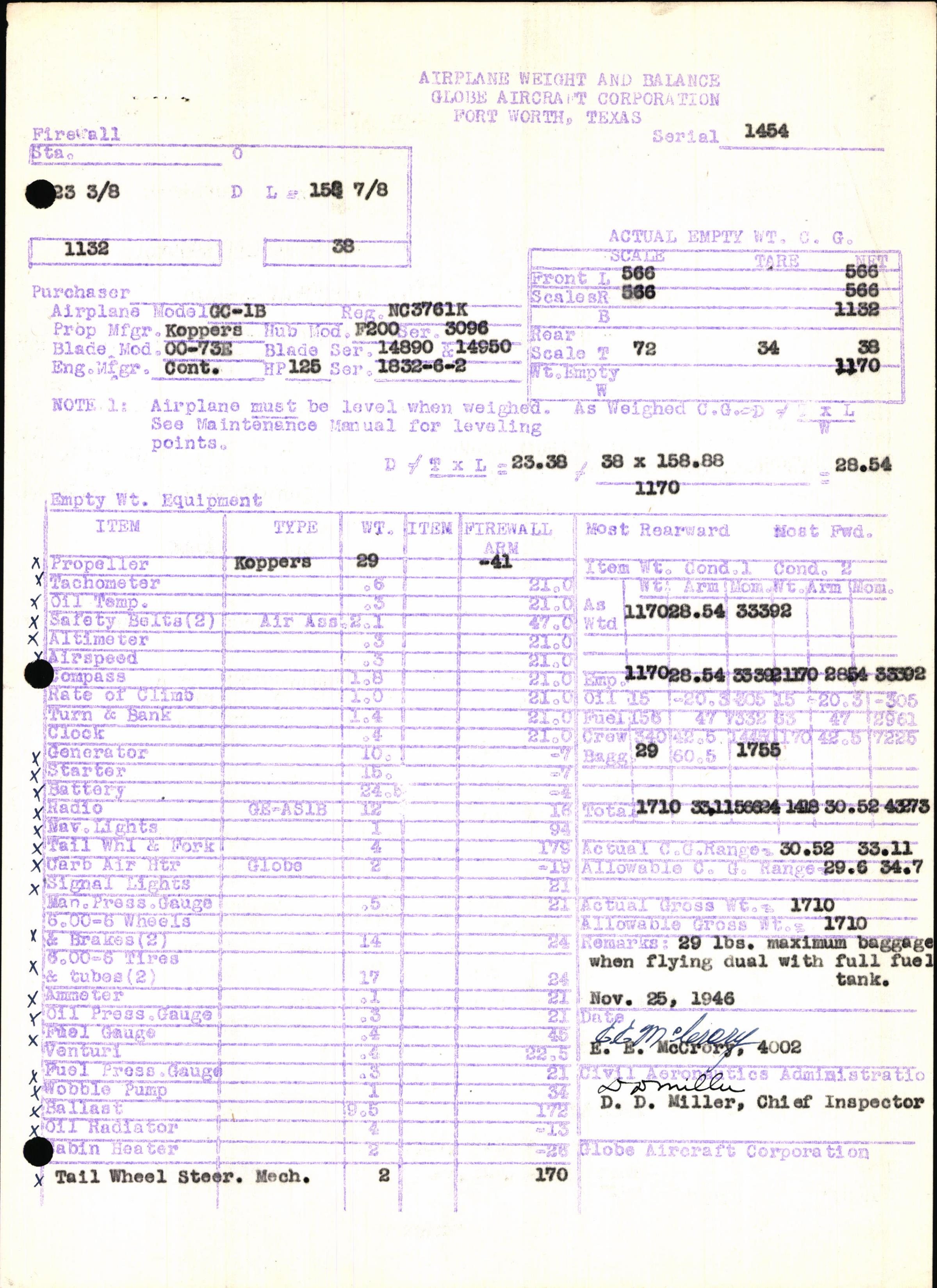 Sample page 7 from AirCorps Library document: Technical Information for Serial Number 1454