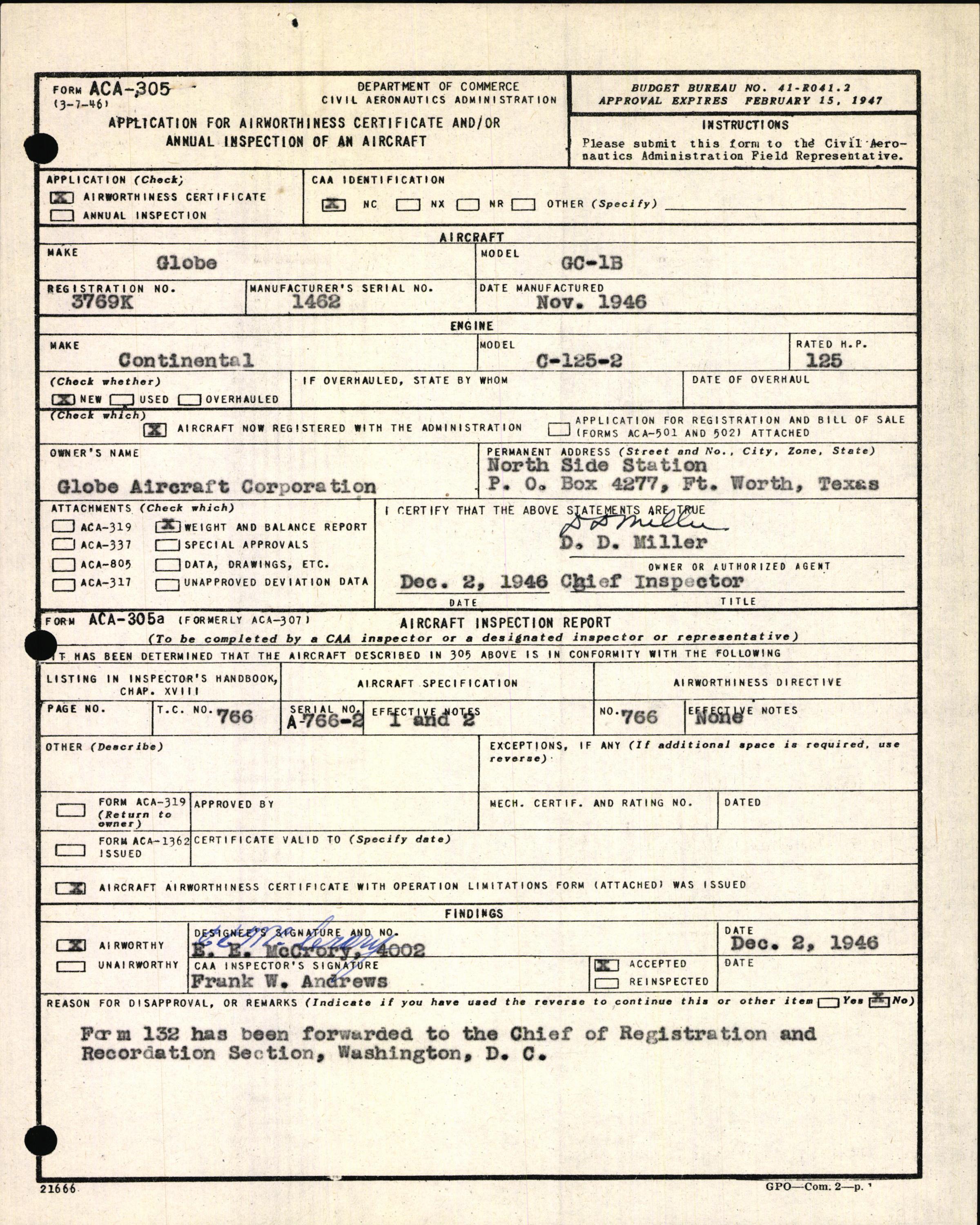 Sample page 3 from AirCorps Library document: Technical Information for Serial Number 1462