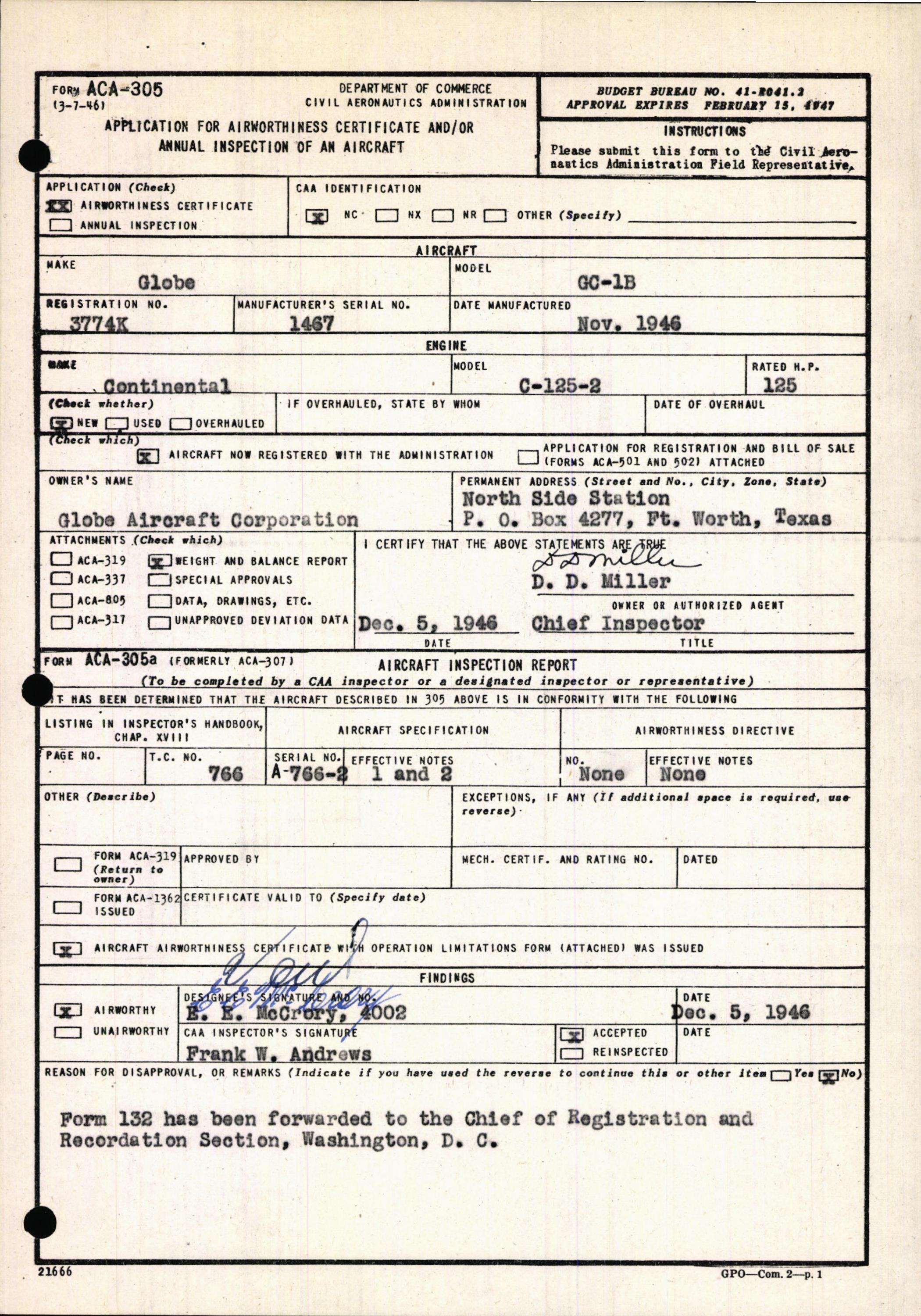 Sample page 3 from AirCorps Library document: Technical Information for Serial Number 1467