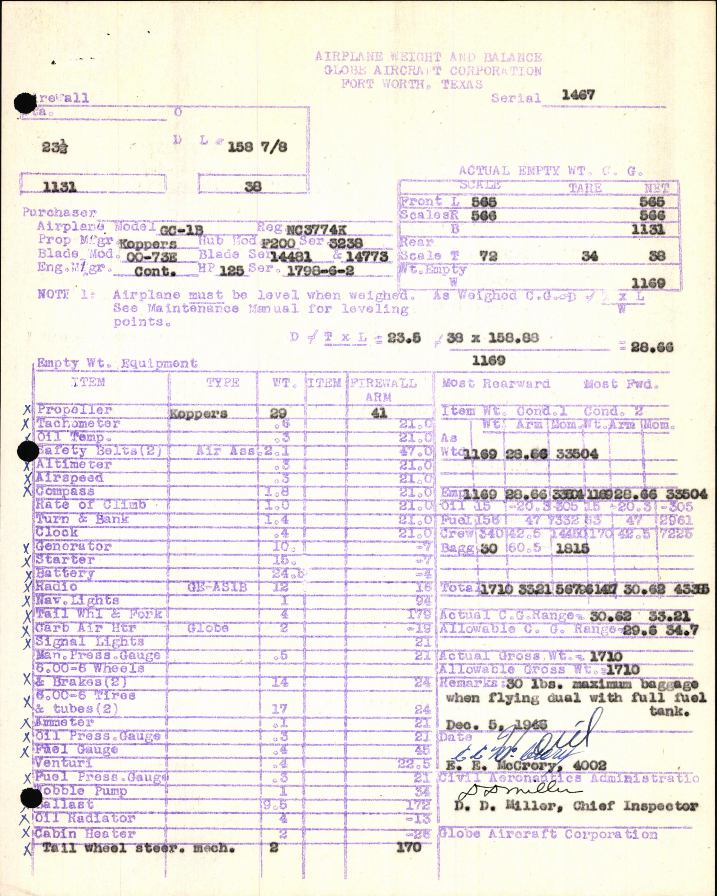 Sample page 5 from AirCorps Library document: Technical Information for Serial Number 1467