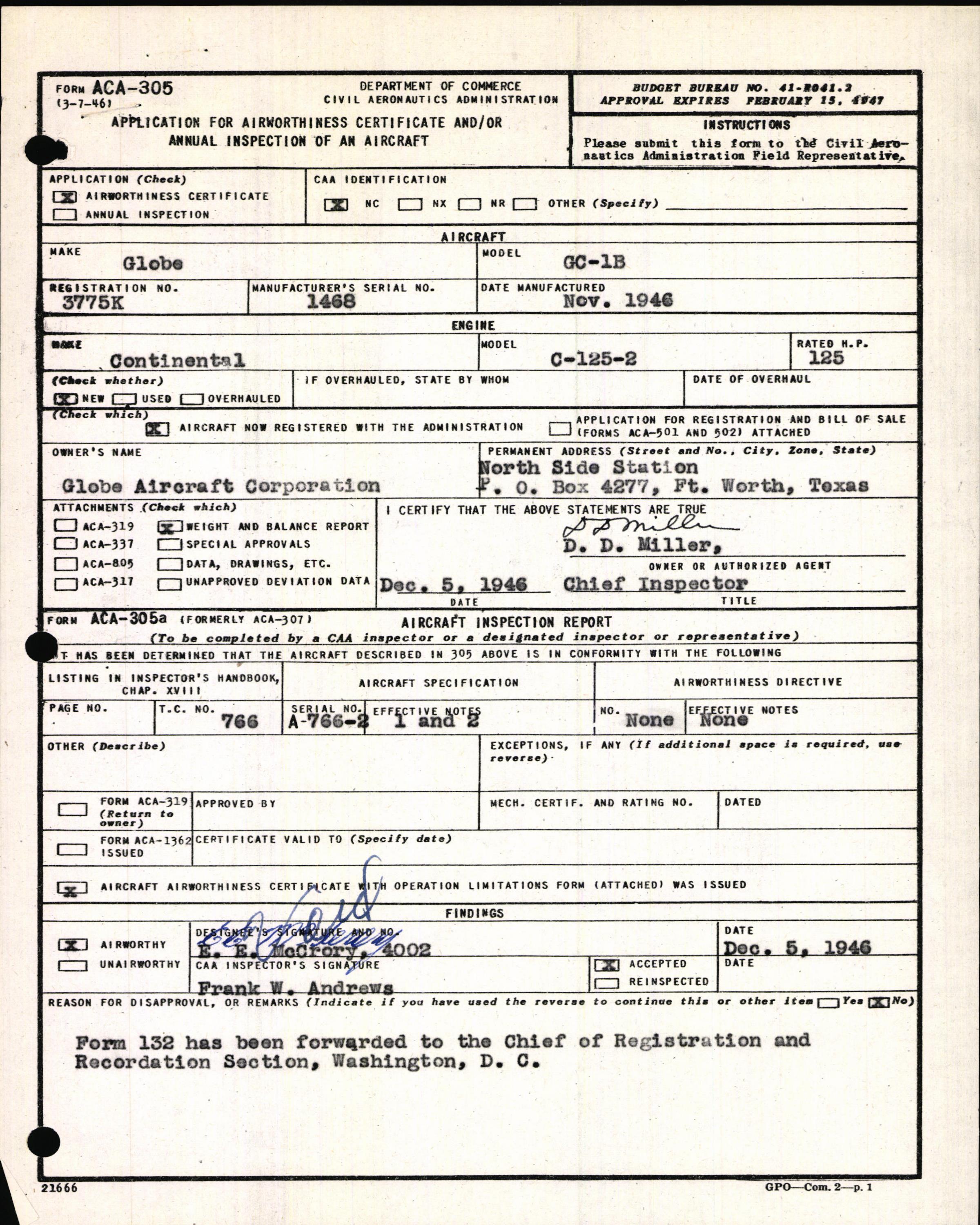 Sample page 3 from AirCorps Library document: Technical Information for Serial Number 1468