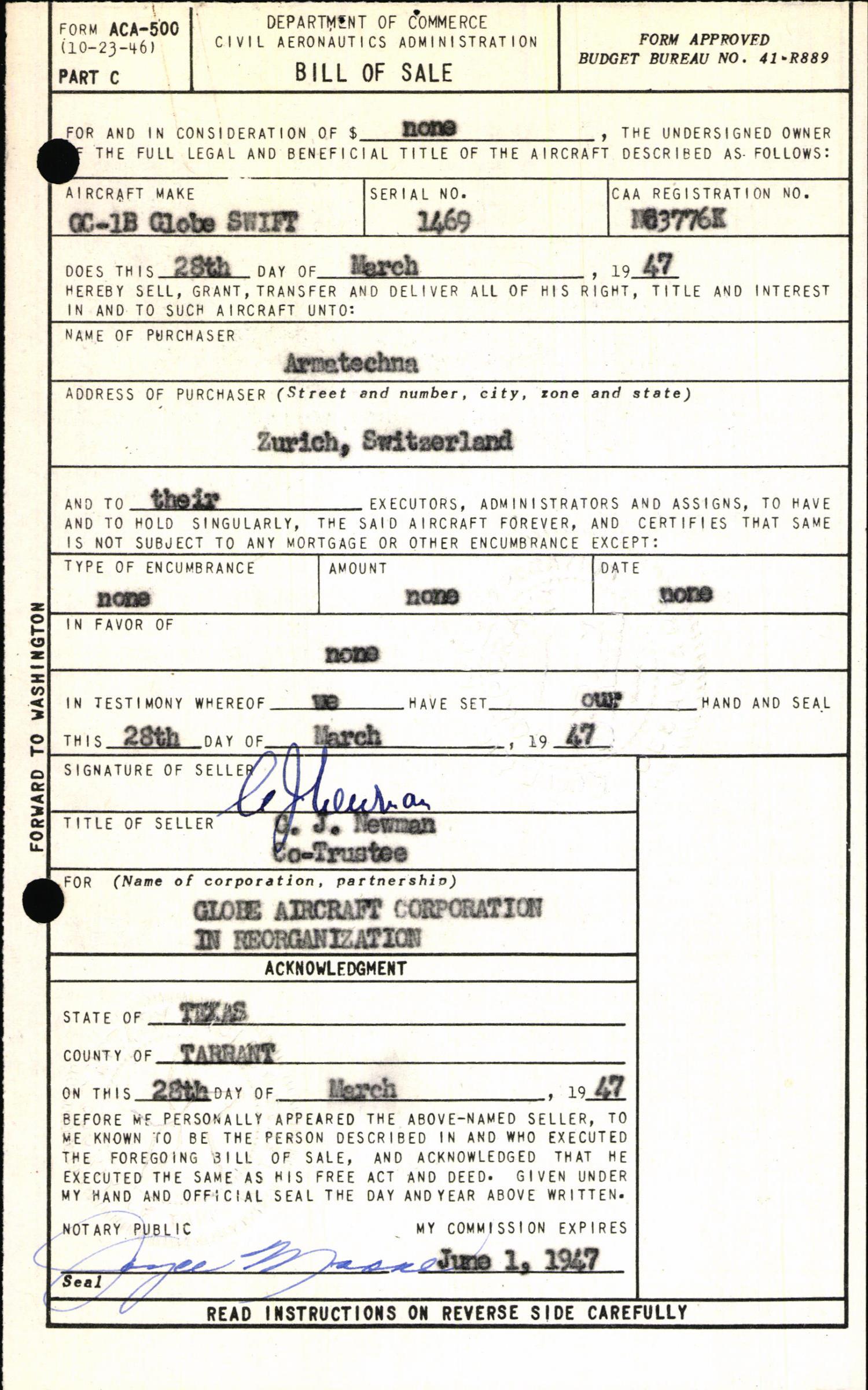 Sample page 3 from AirCorps Library document: Technical Information for Serial Number 1469