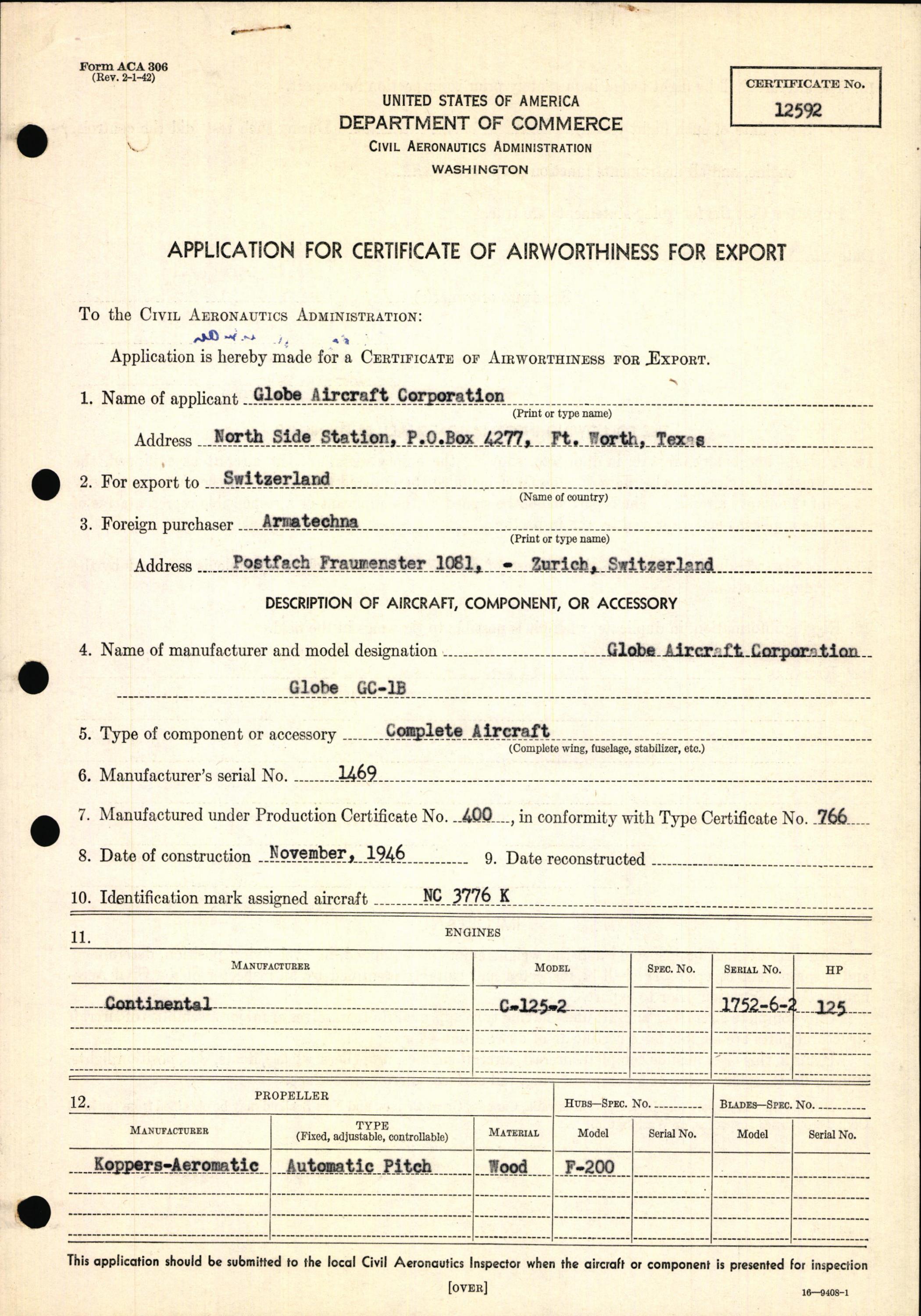 Sample page 5 from AirCorps Library document: Technical Information for Serial Number 1469