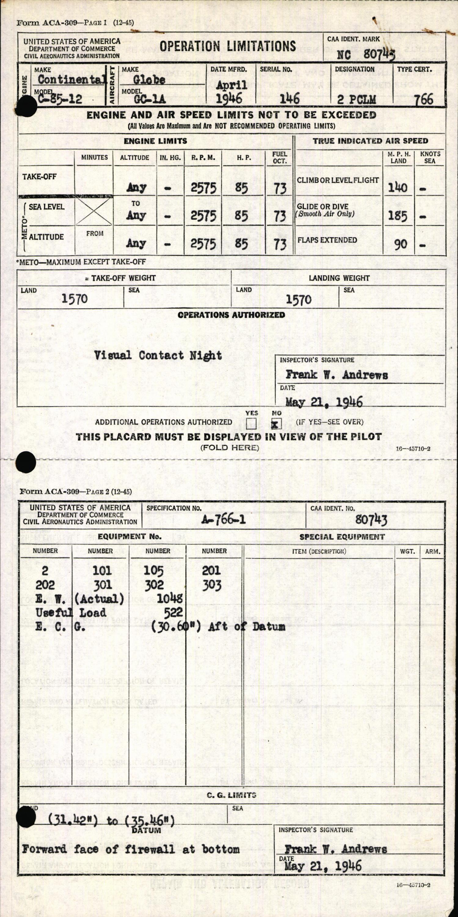 Sample page 5 from AirCorps Library document: Technical Information for Serial Number 146