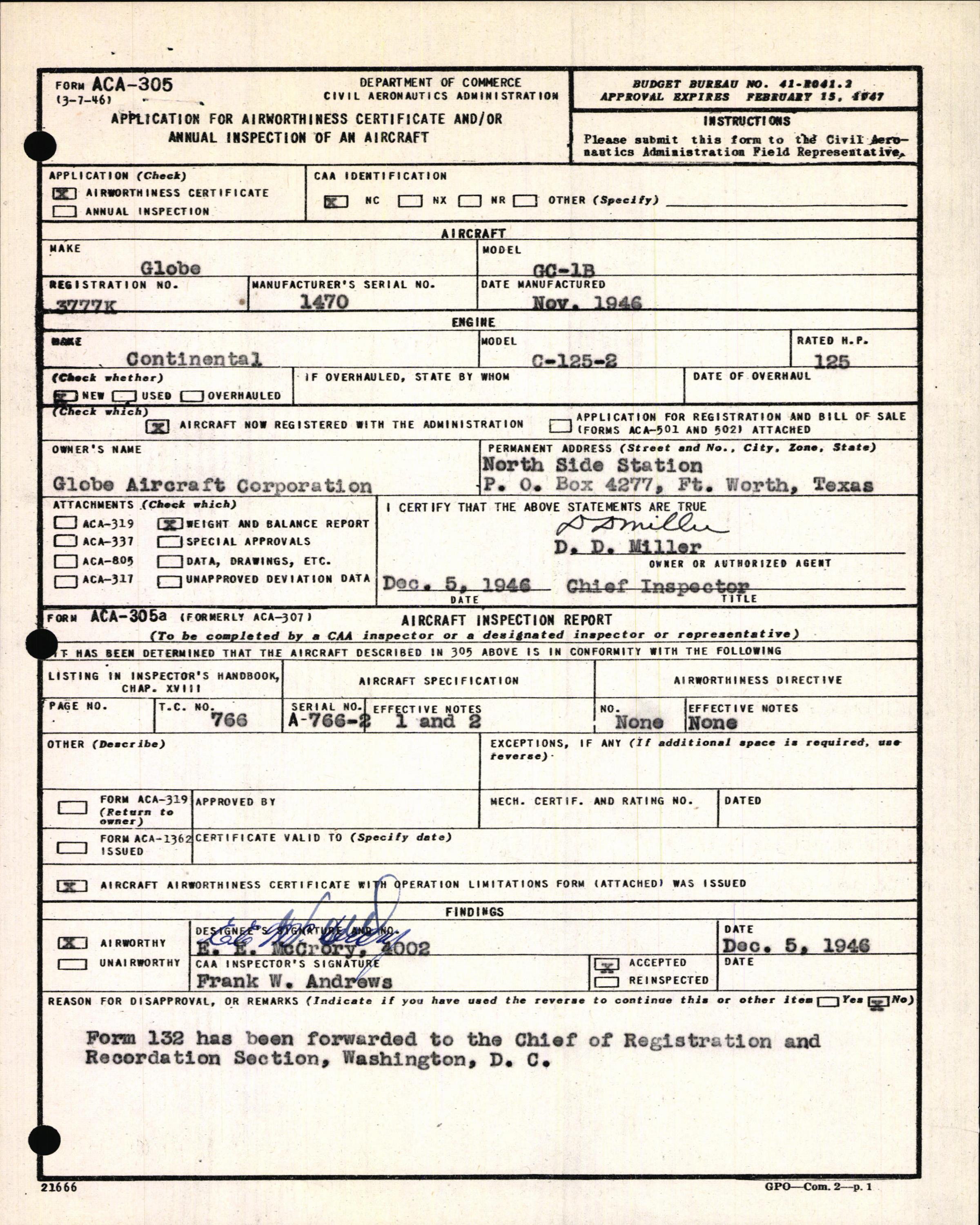 Sample page 3 from AirCorps Library document: Technical Information for Serial Number 1470