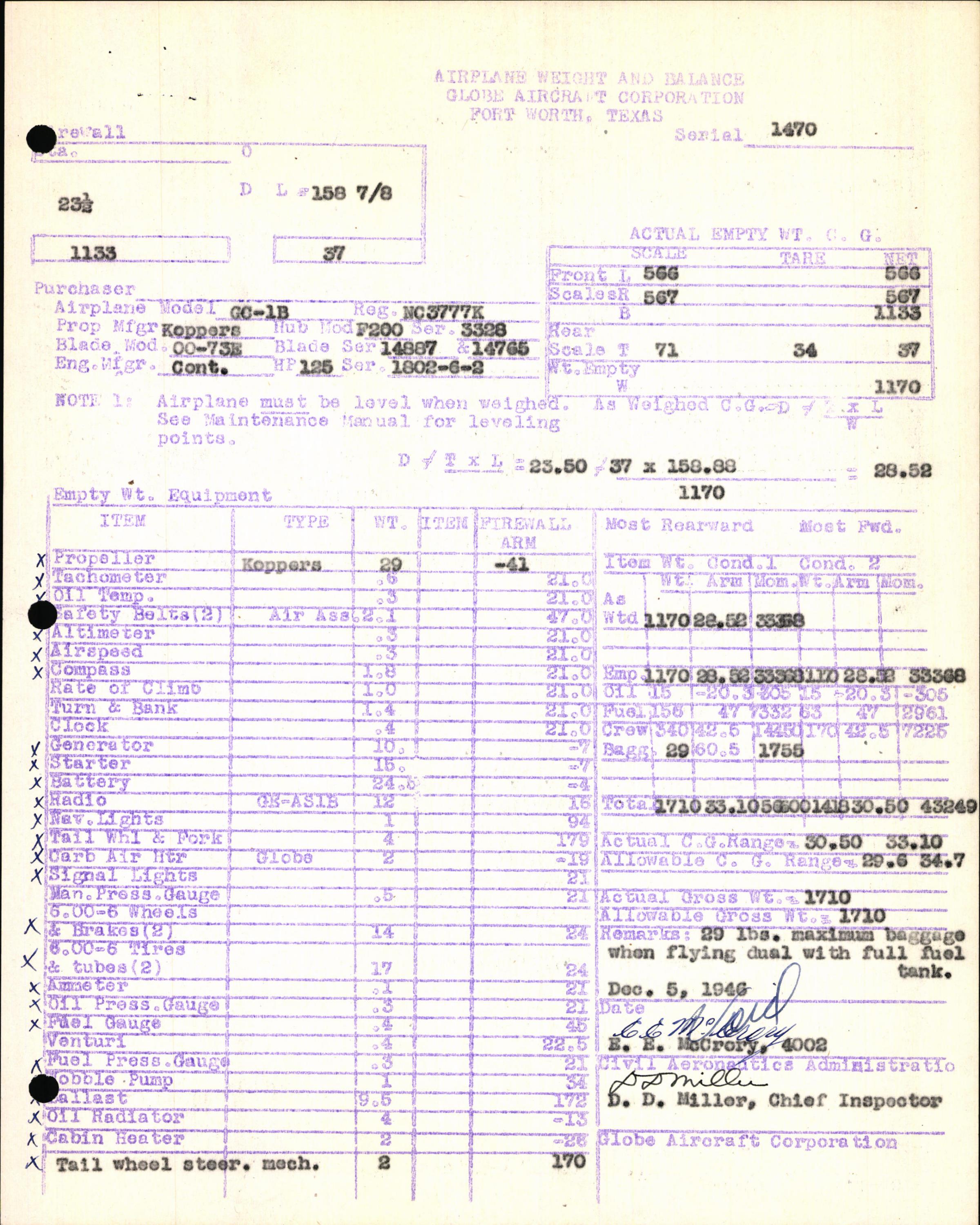 Sample page 5 from AirCorps Library document: Technical Information for Serial Number 1470