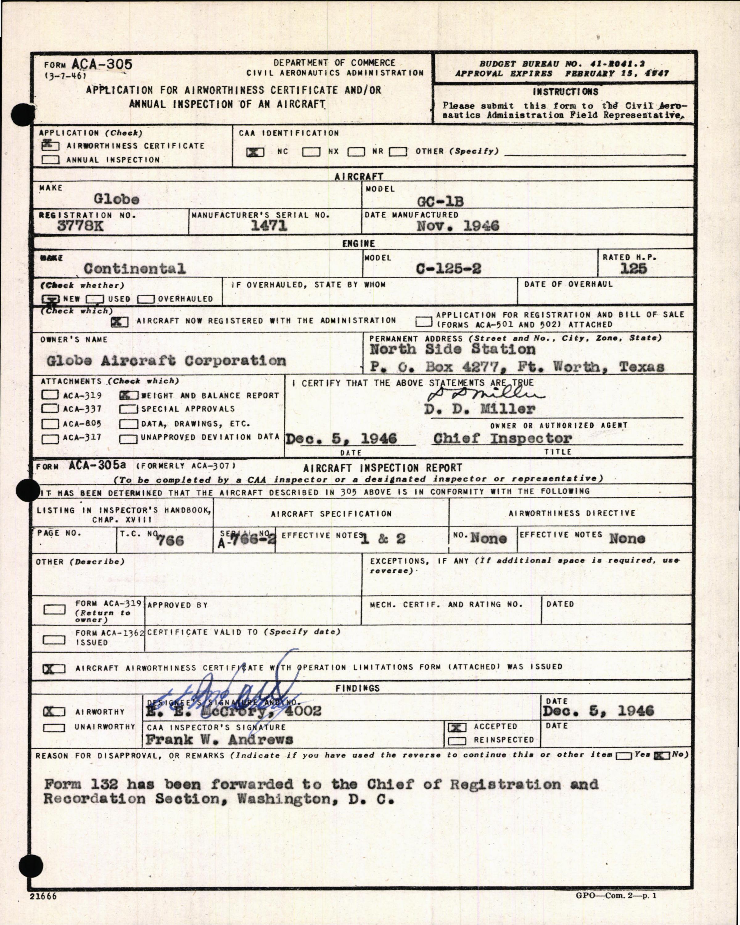 Sample page 3 from AirCorps Library document: Technical Information for Serial Number 1471