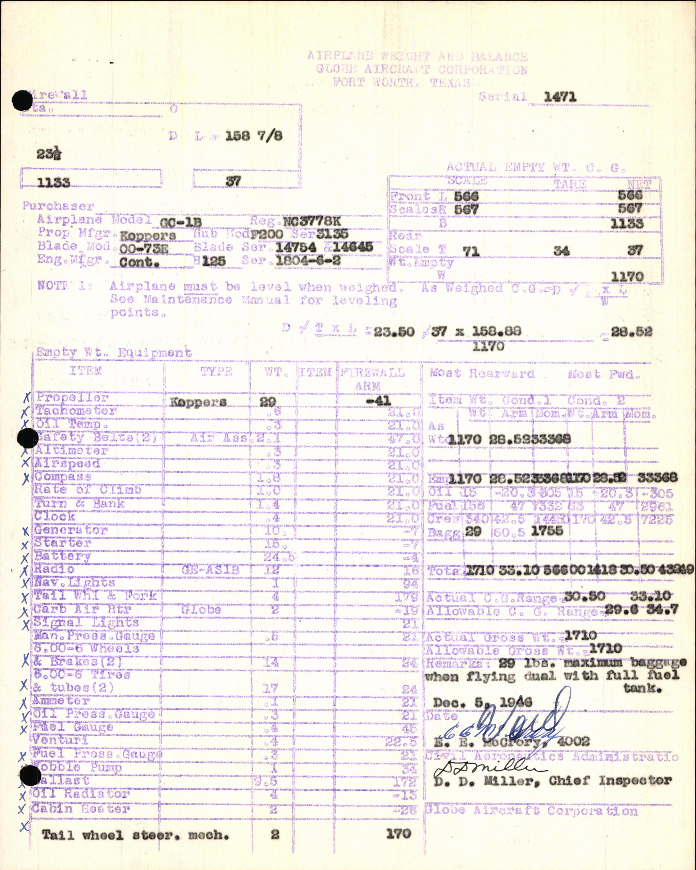 Sample page 5 from AirCorps Library document: Technical Information for Serial Number 1471