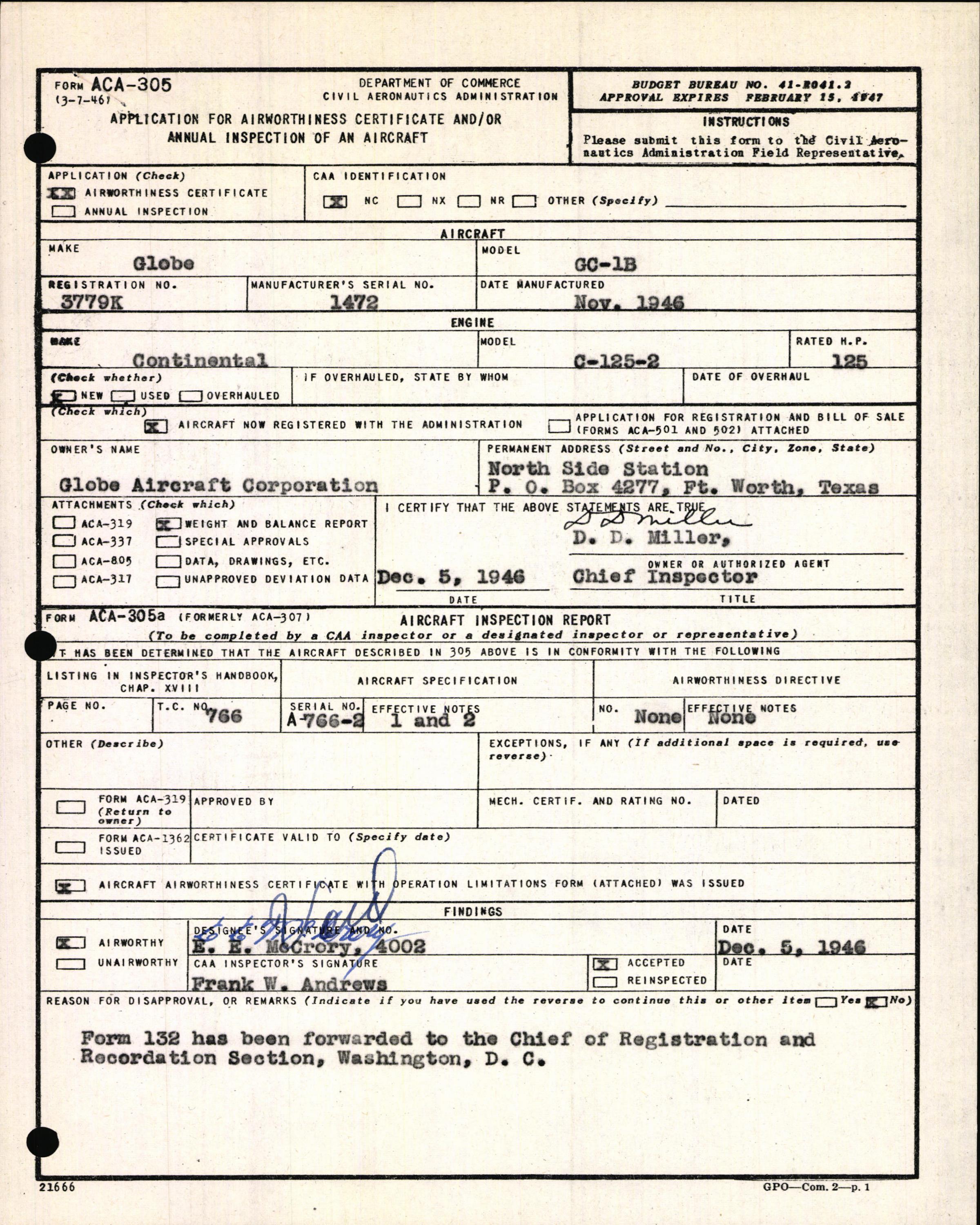 Sample page 3 from AirCorps Library document: Technical Information for Serial Number 1472