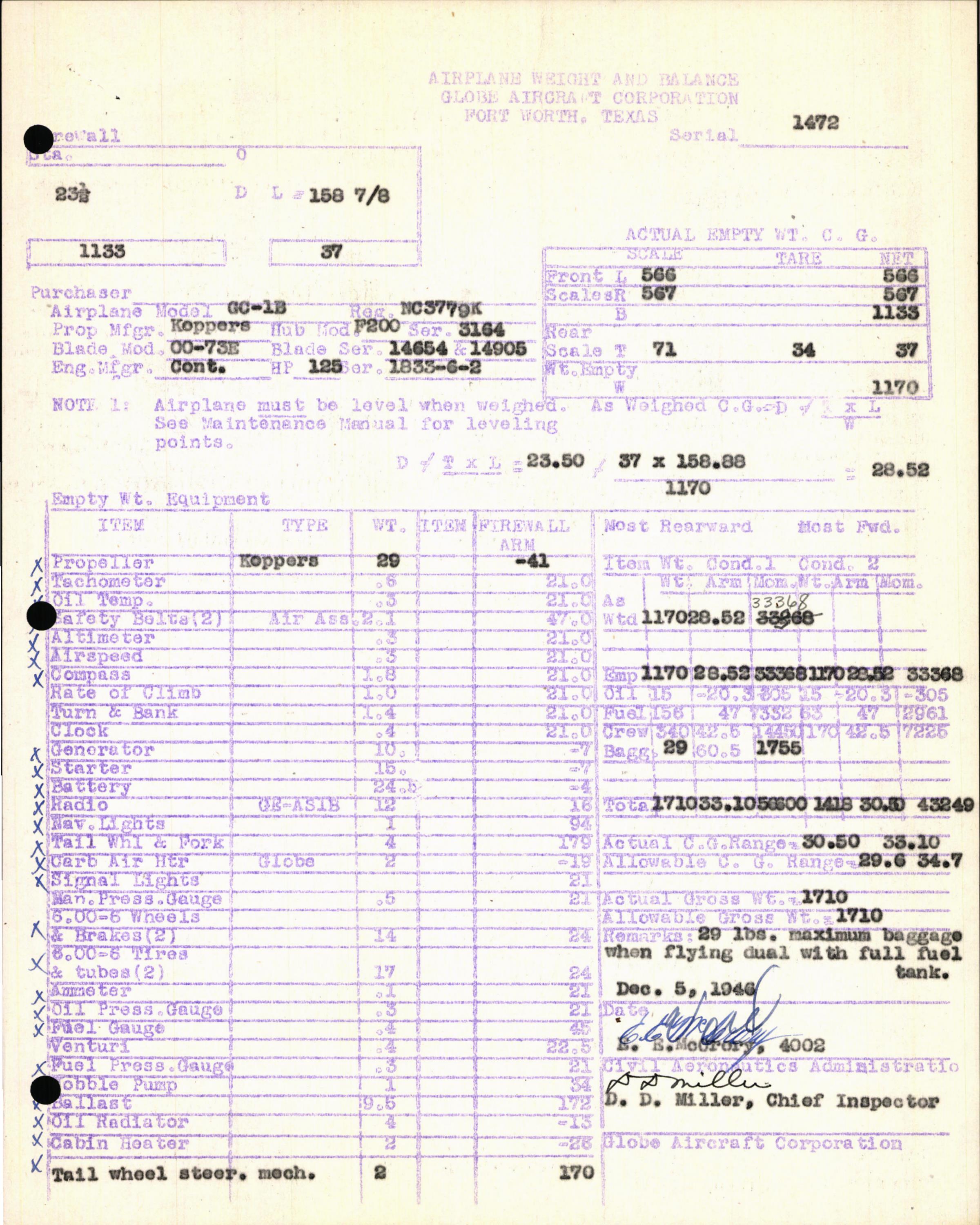 Sample page 5 from AirCorps Library document: Technical Information for Serial Number 1472