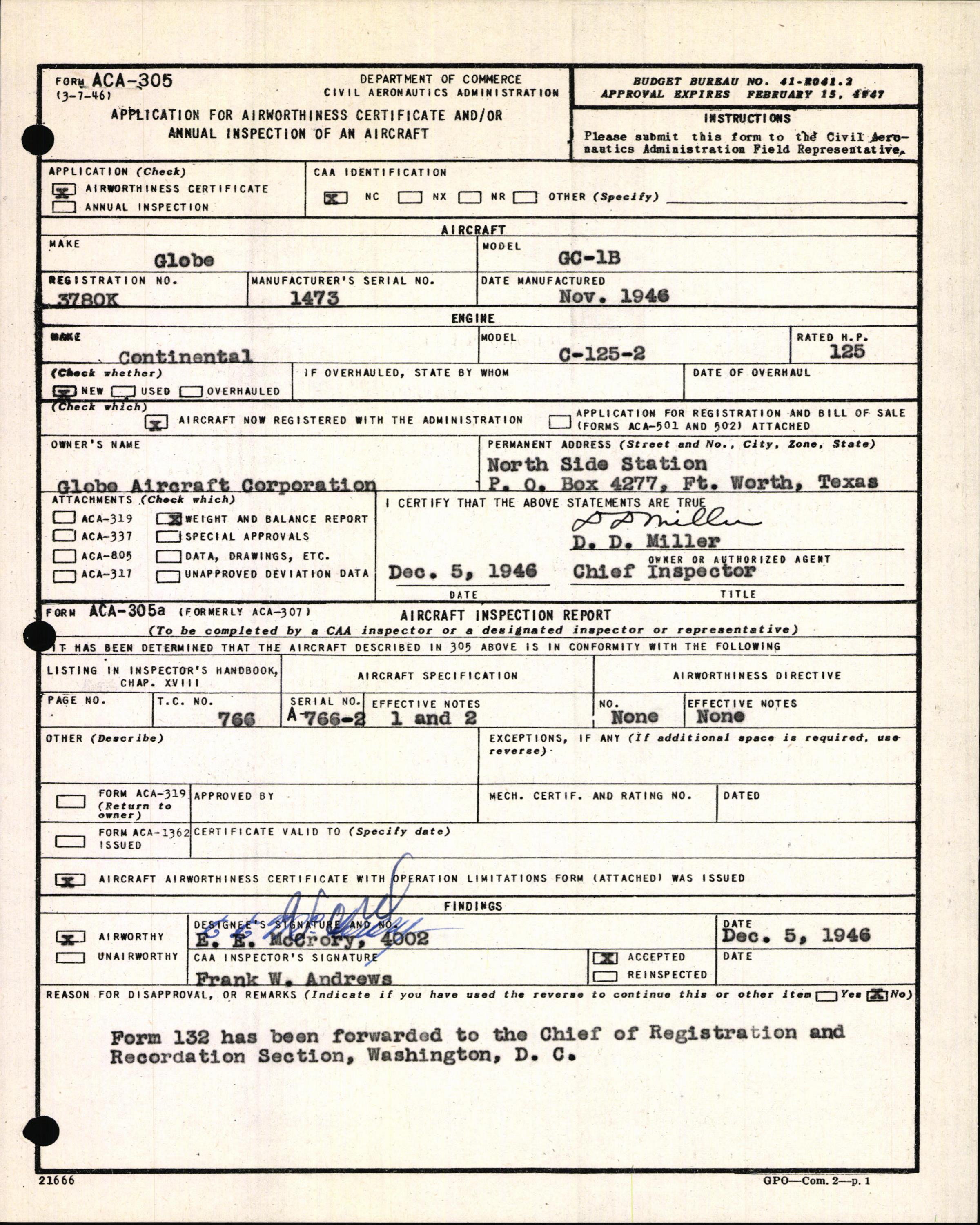 Sample page 3 from AirCorps Library document: Technical Information for Serial Number 1473