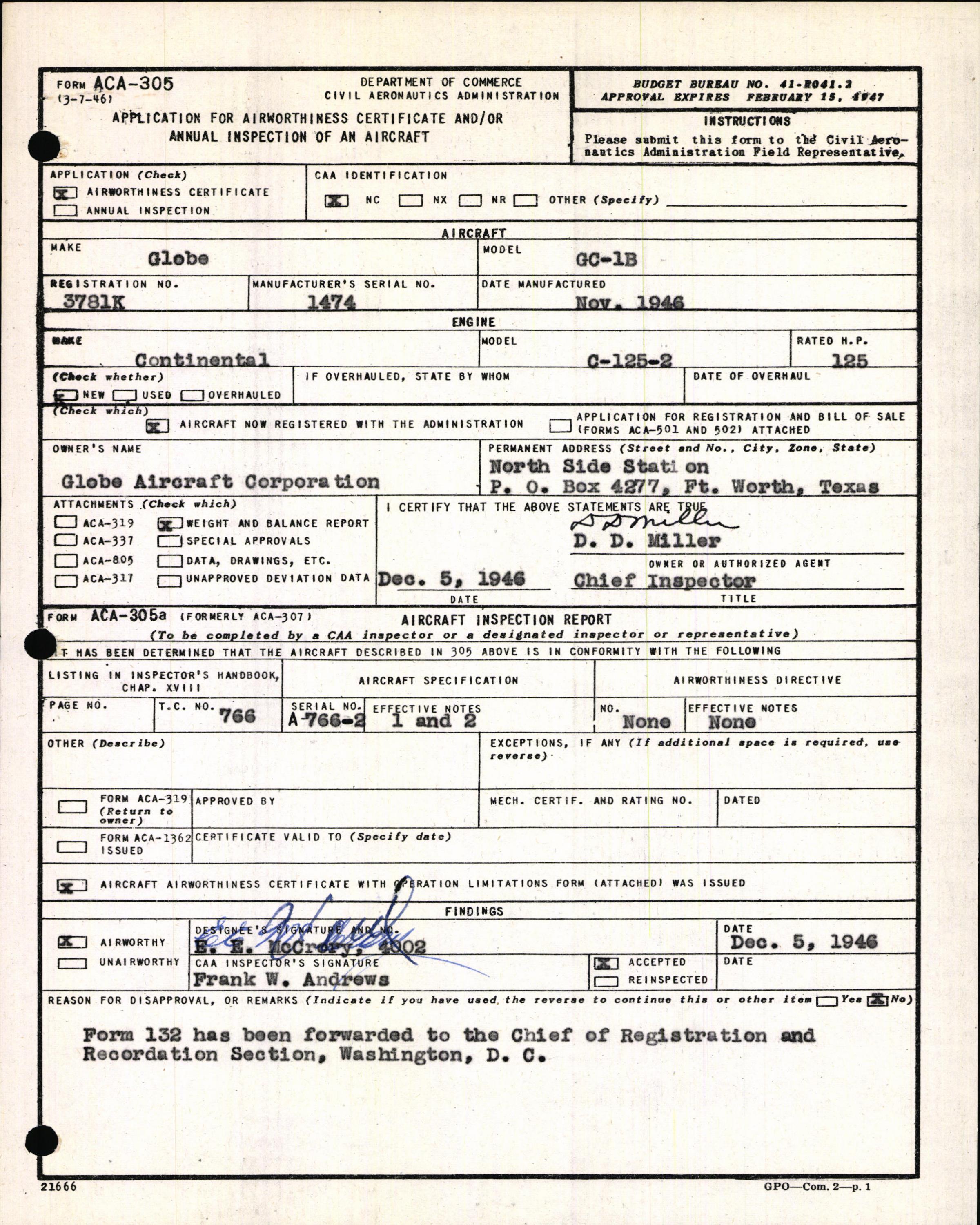 Sample page 3 from AirCorps Library document: Technical Information for Serial Number 1474