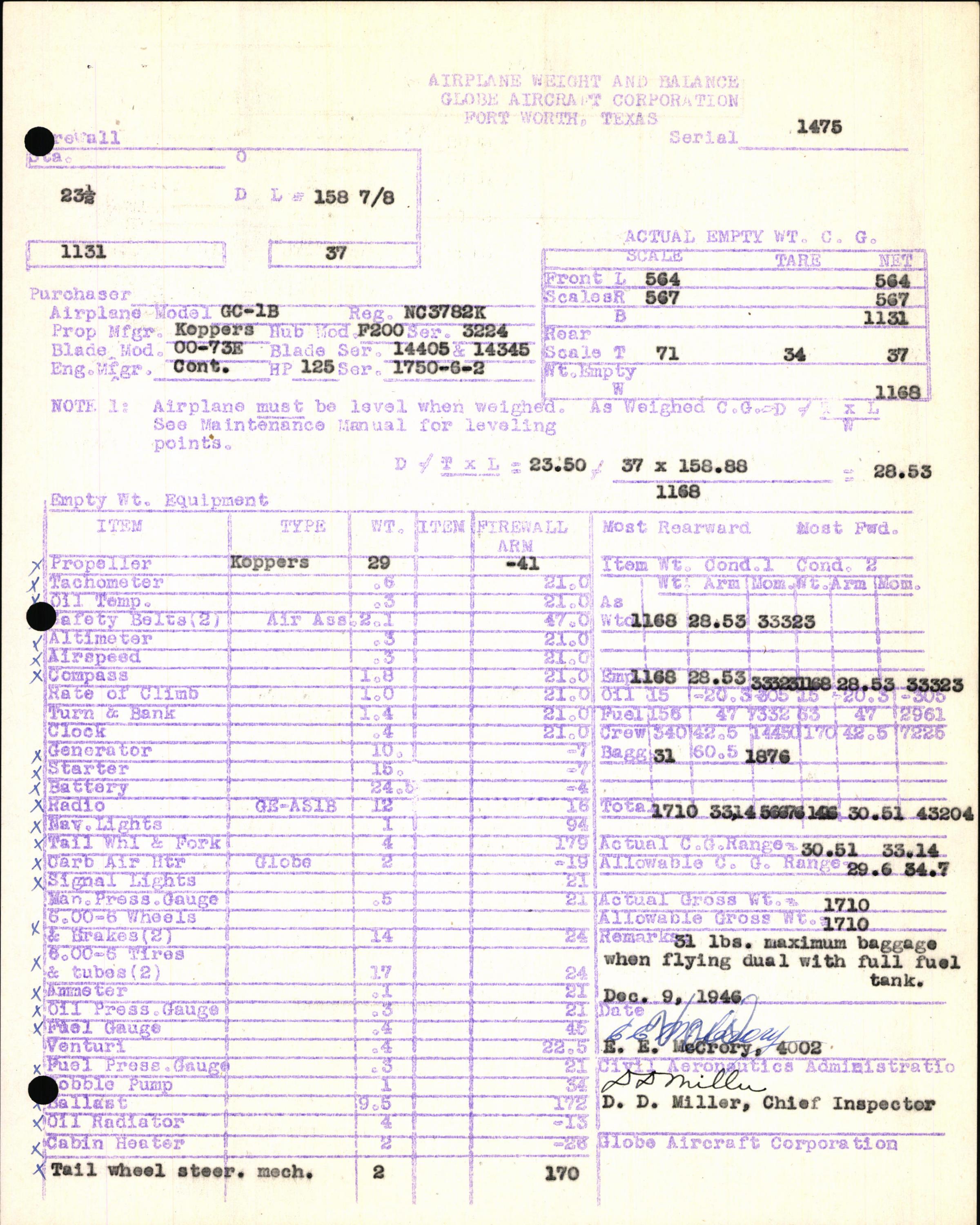 Sample page 5 from AirCorps Library document: Technical Information for Serial Number 1475