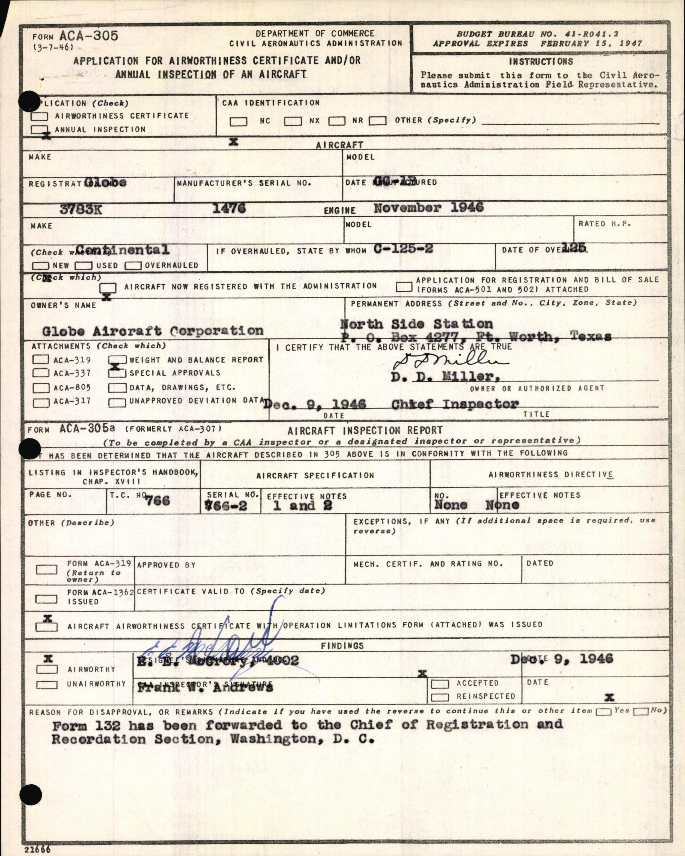 Sample page 3 from AirCorps Library document: Technical Information for Serial Number 1476