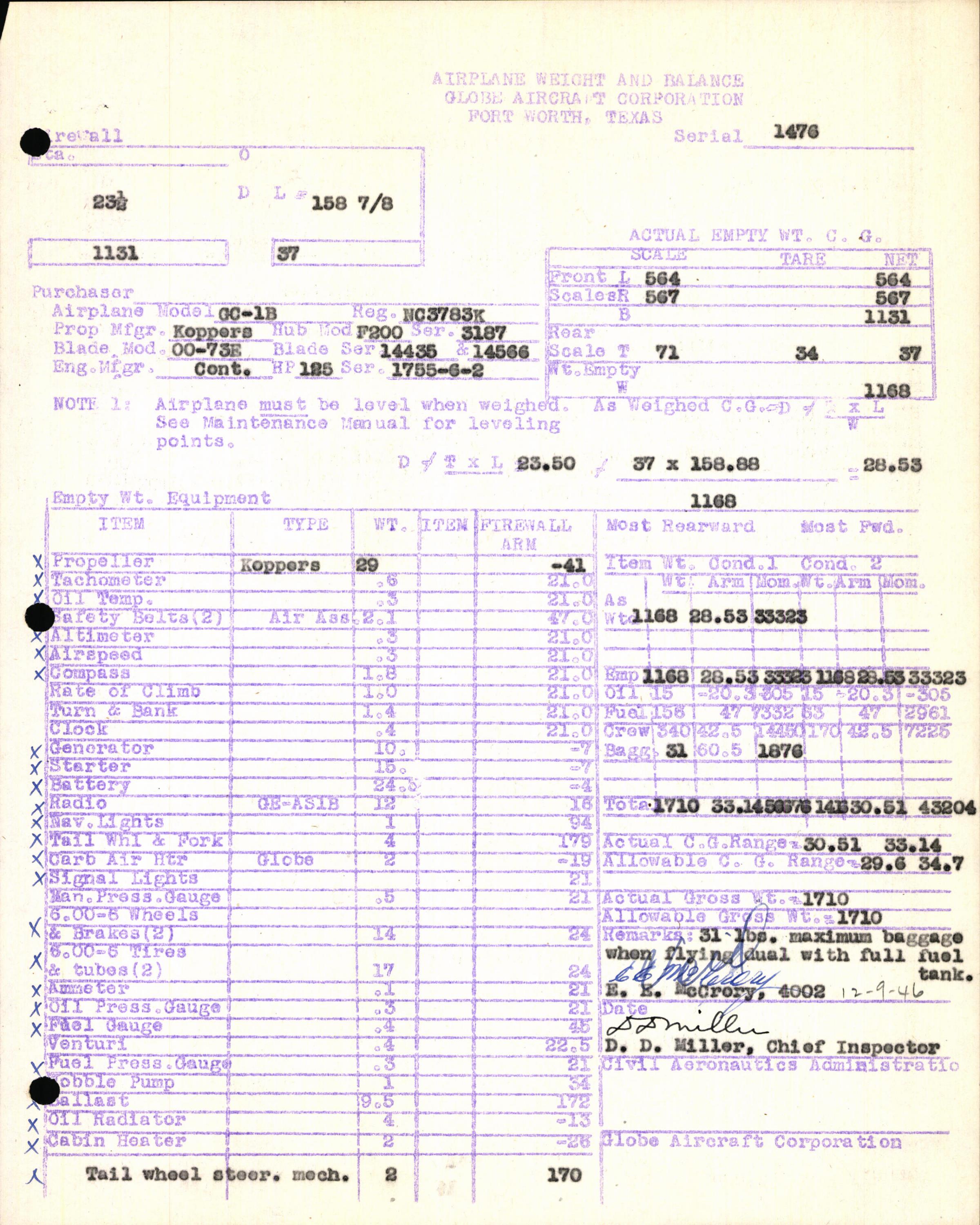 Sample page 5 from AirCorps Library document: Technical Information for Serial Number 1476