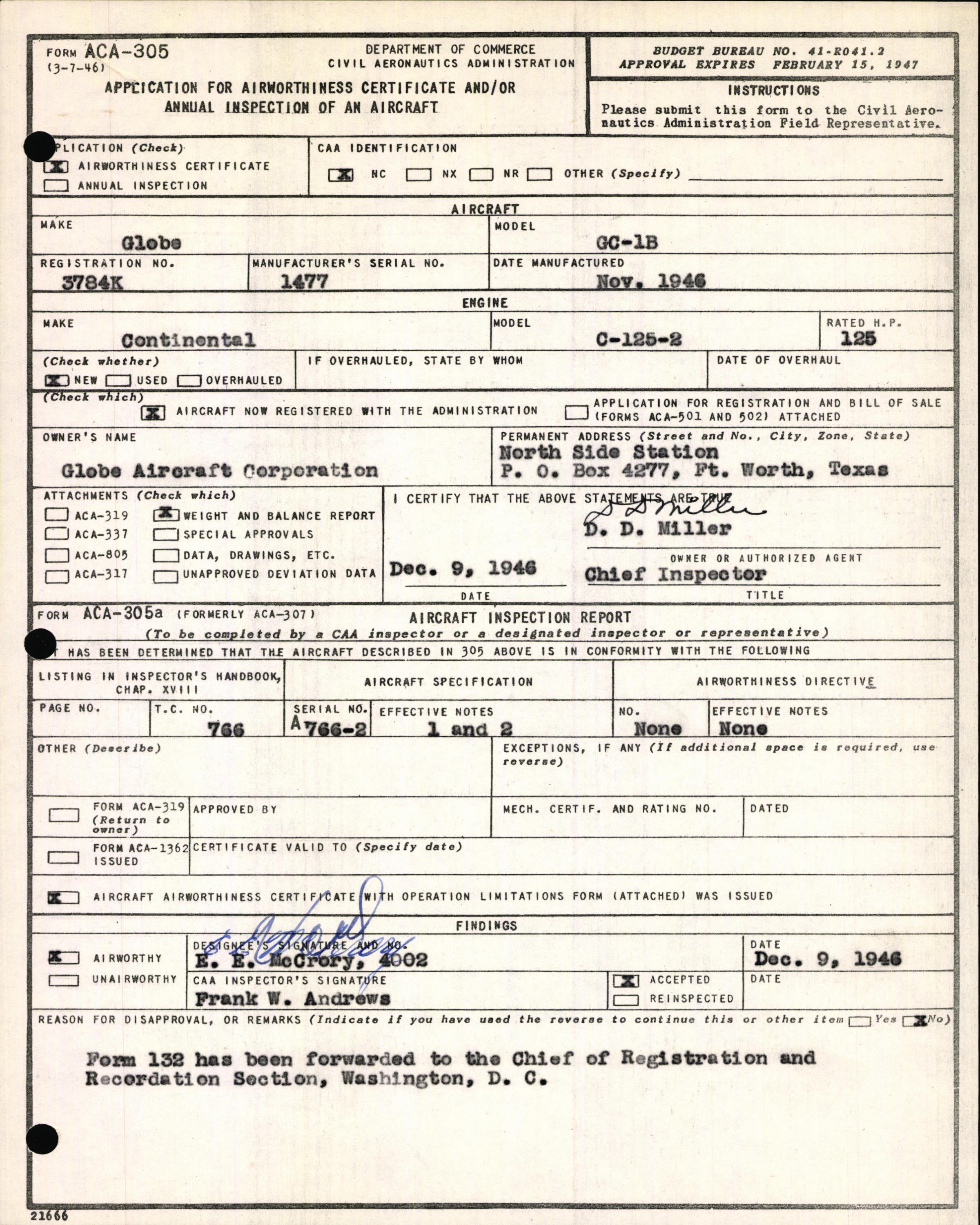 Sample page 3 from AirCorps Library document: Technical Information for Serial Number 1477