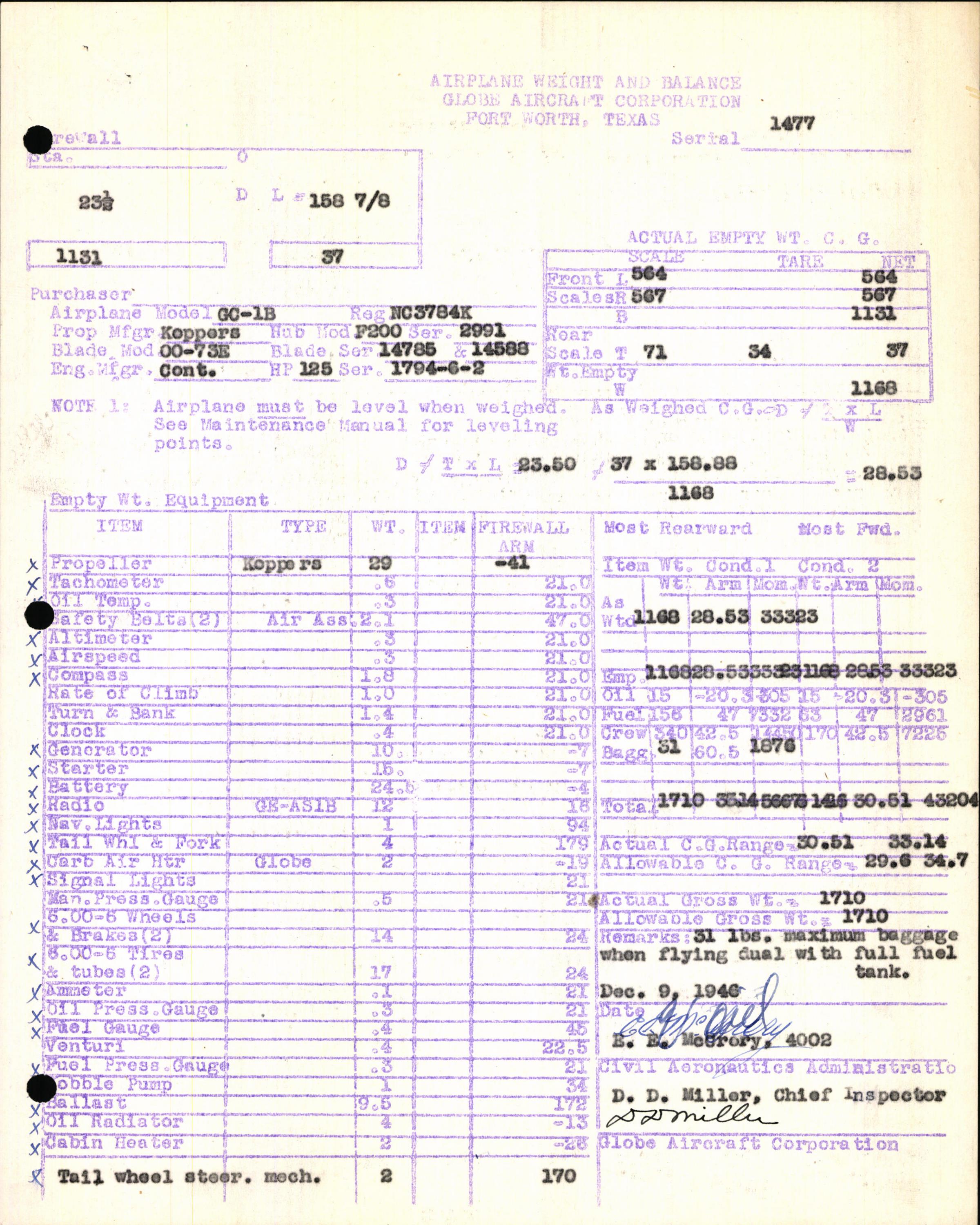 Sample page 5 from AirCorps Library document: Technical Information for Serial Number 1477