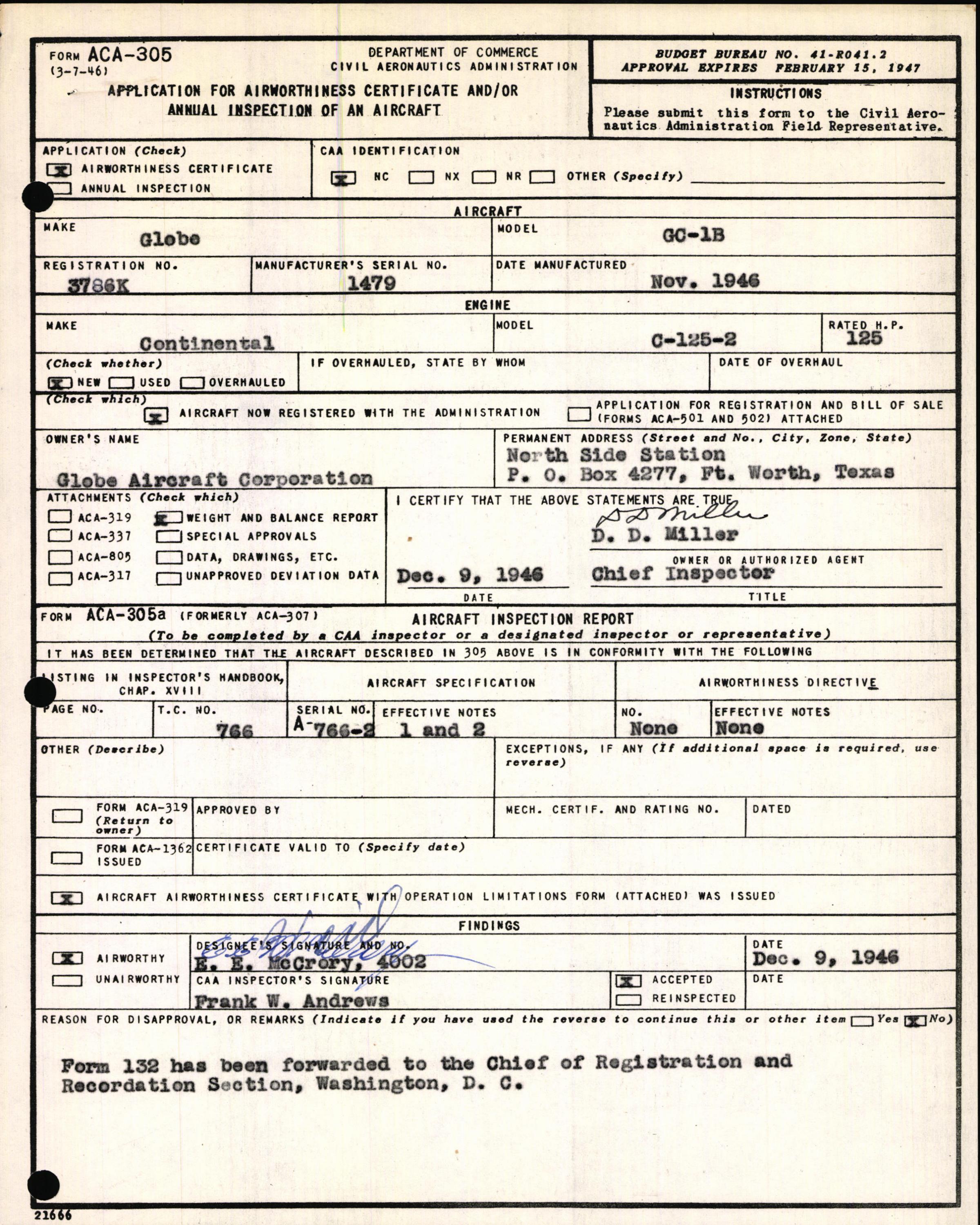 Sample page 3 from AirCorps Library document: Technical Information for Serial Number 1479