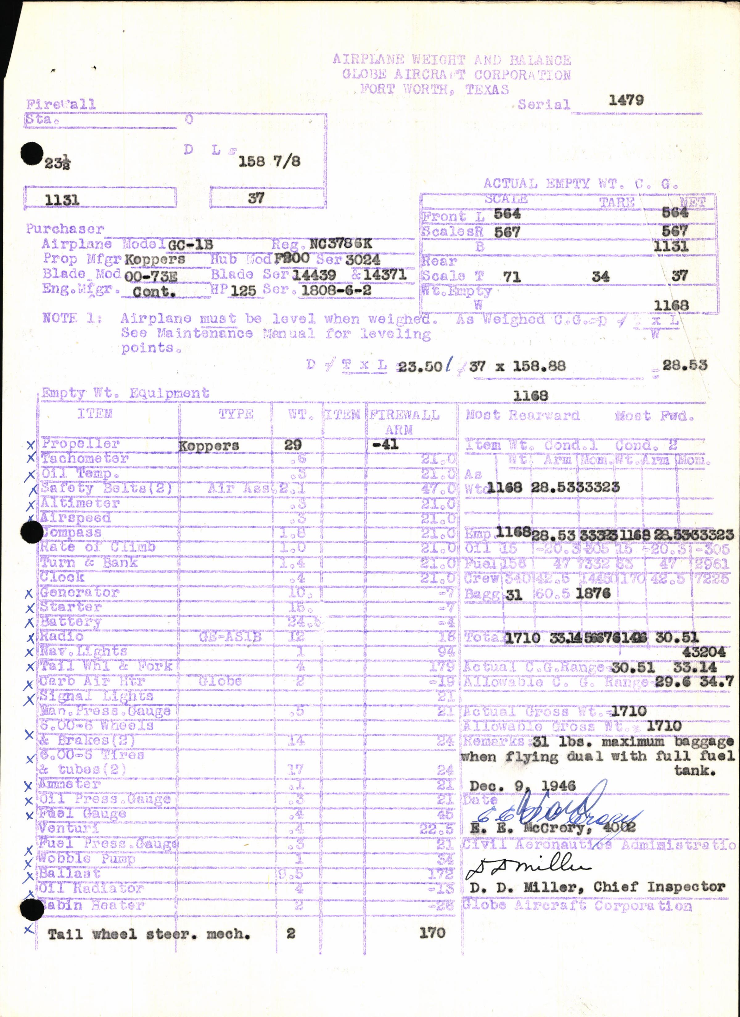 Sample page 5 from AirCorps Library document: Technical Information for Serial Number 1479