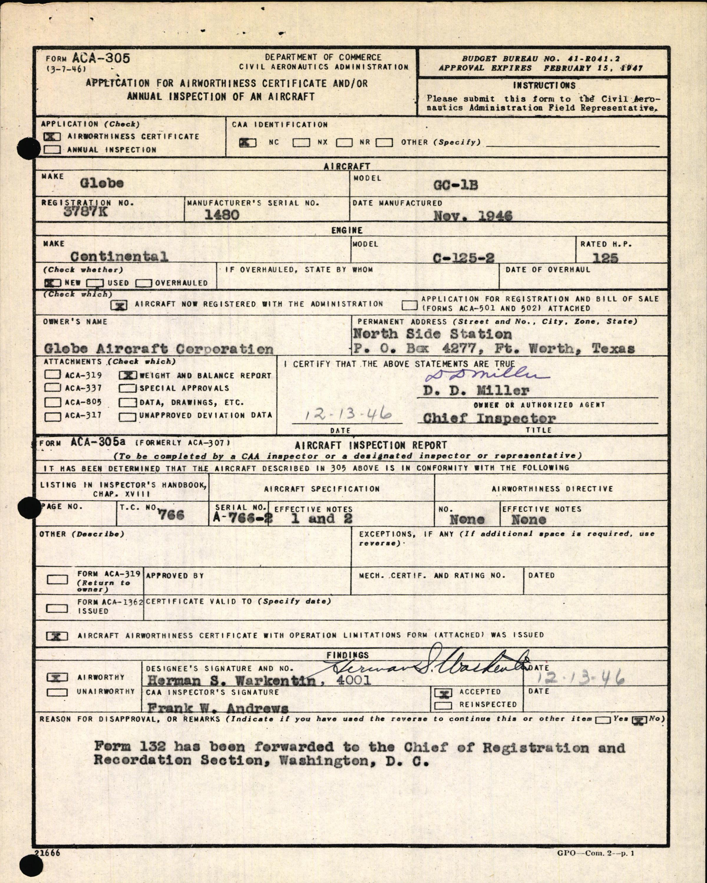 Sample page 3 from AirCorps Library document: Technical Information for Serial Number 1480