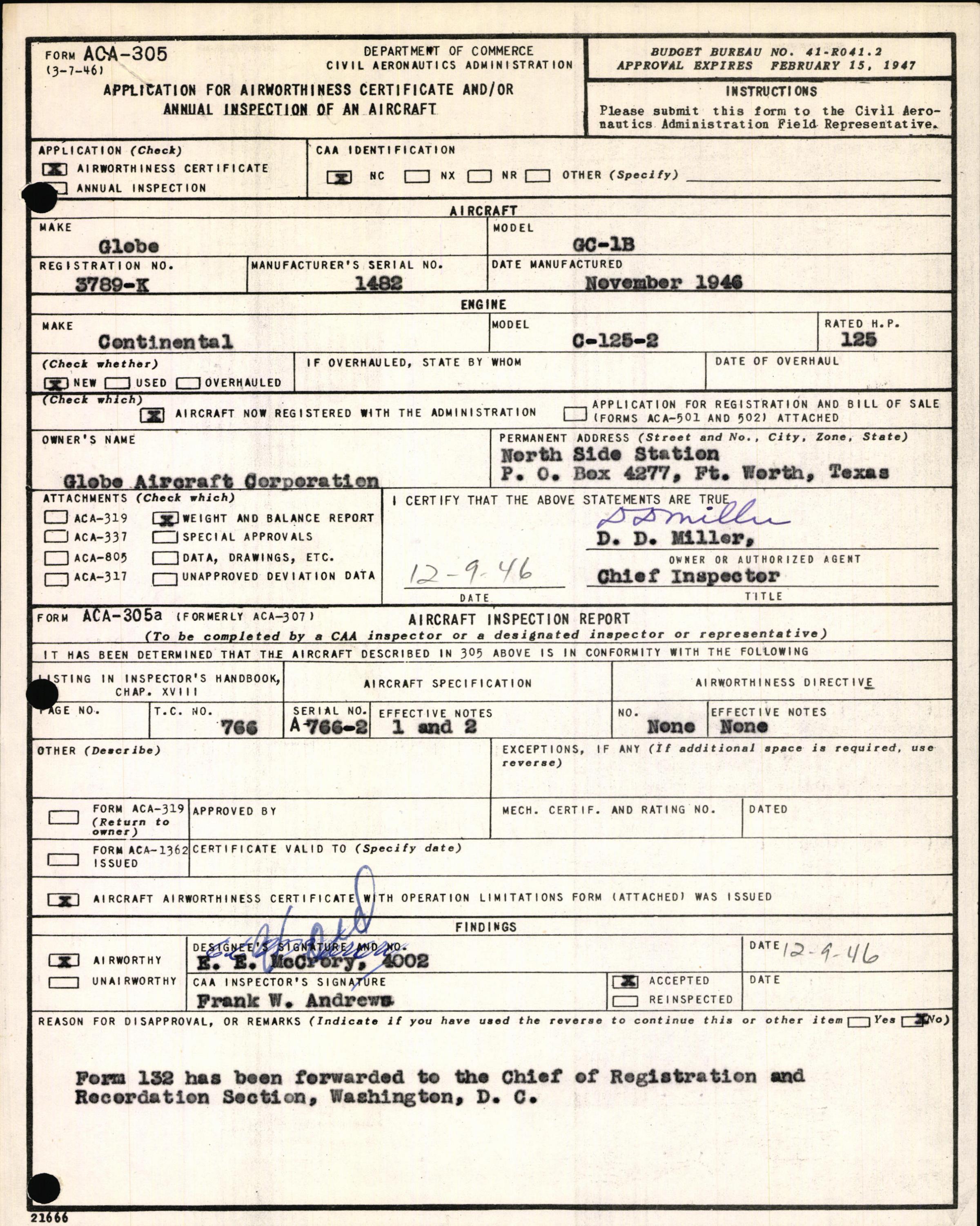 Sample page 3 from AirCorps Library document: Technical Information for Serial Number 1482