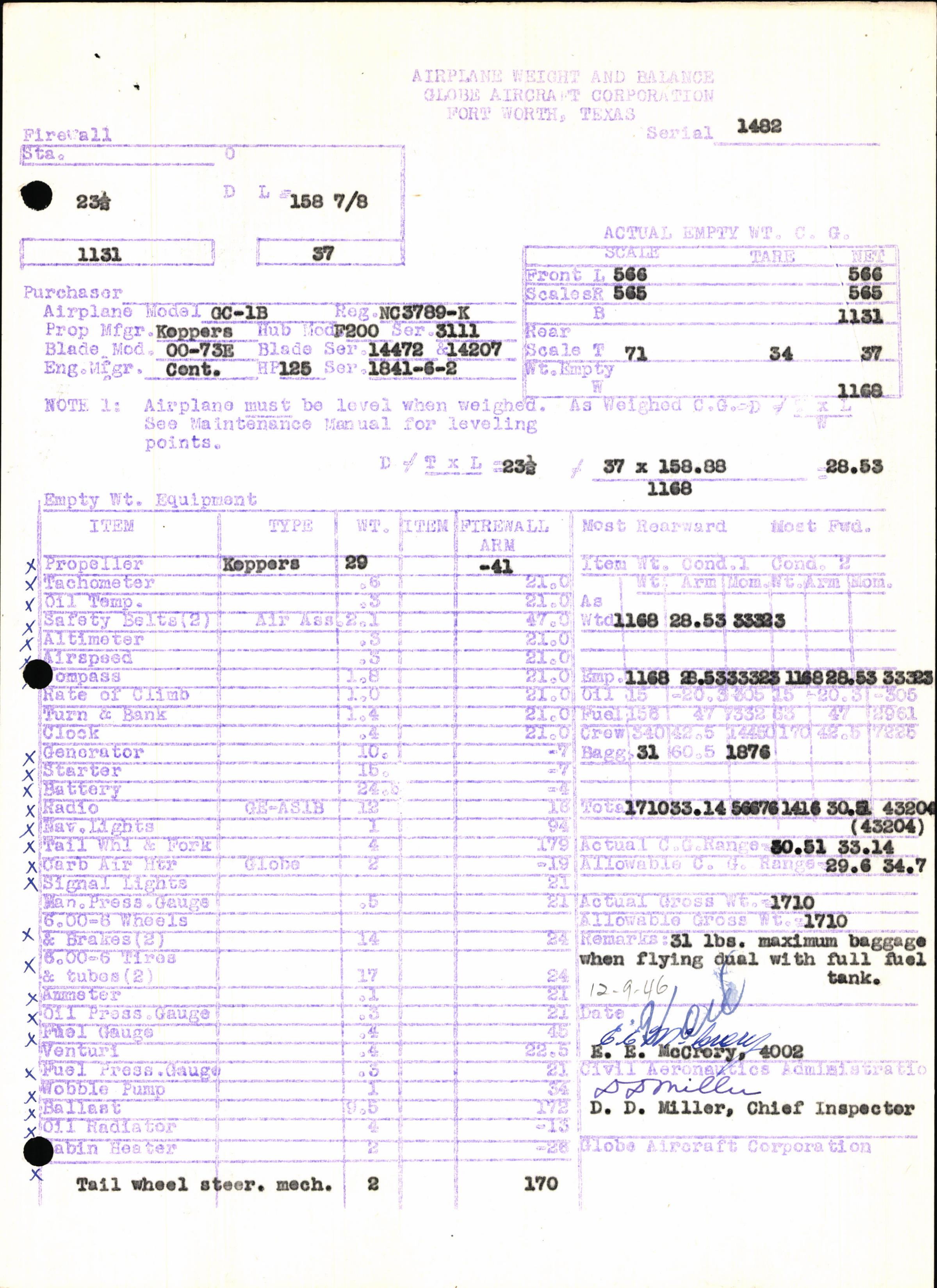 Sample page 5 from AirCorps Library document: Technical Information for Serial Number 1482