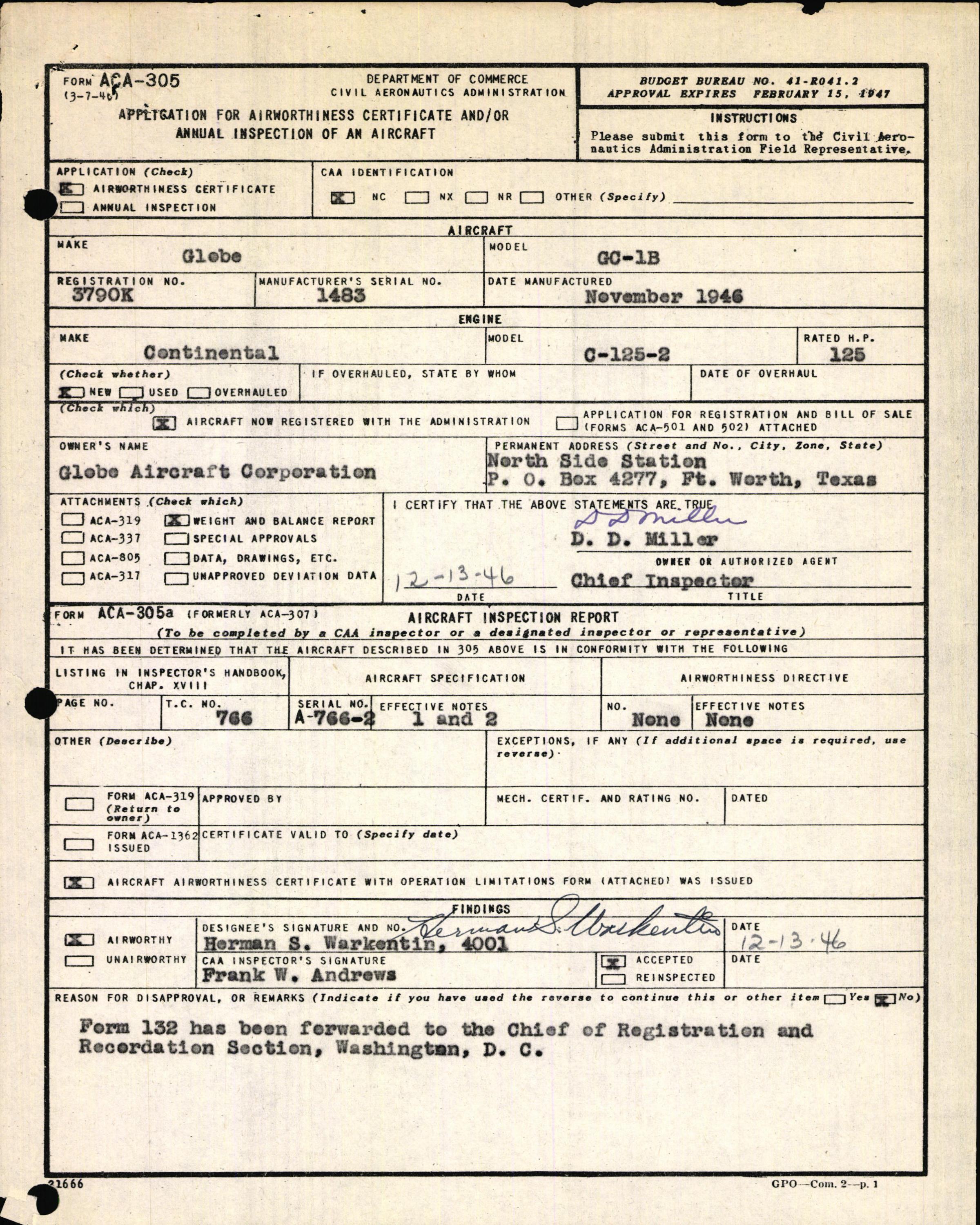 Sample page 3 from AirCorps Library document: Technical Information for Serial Number 1483