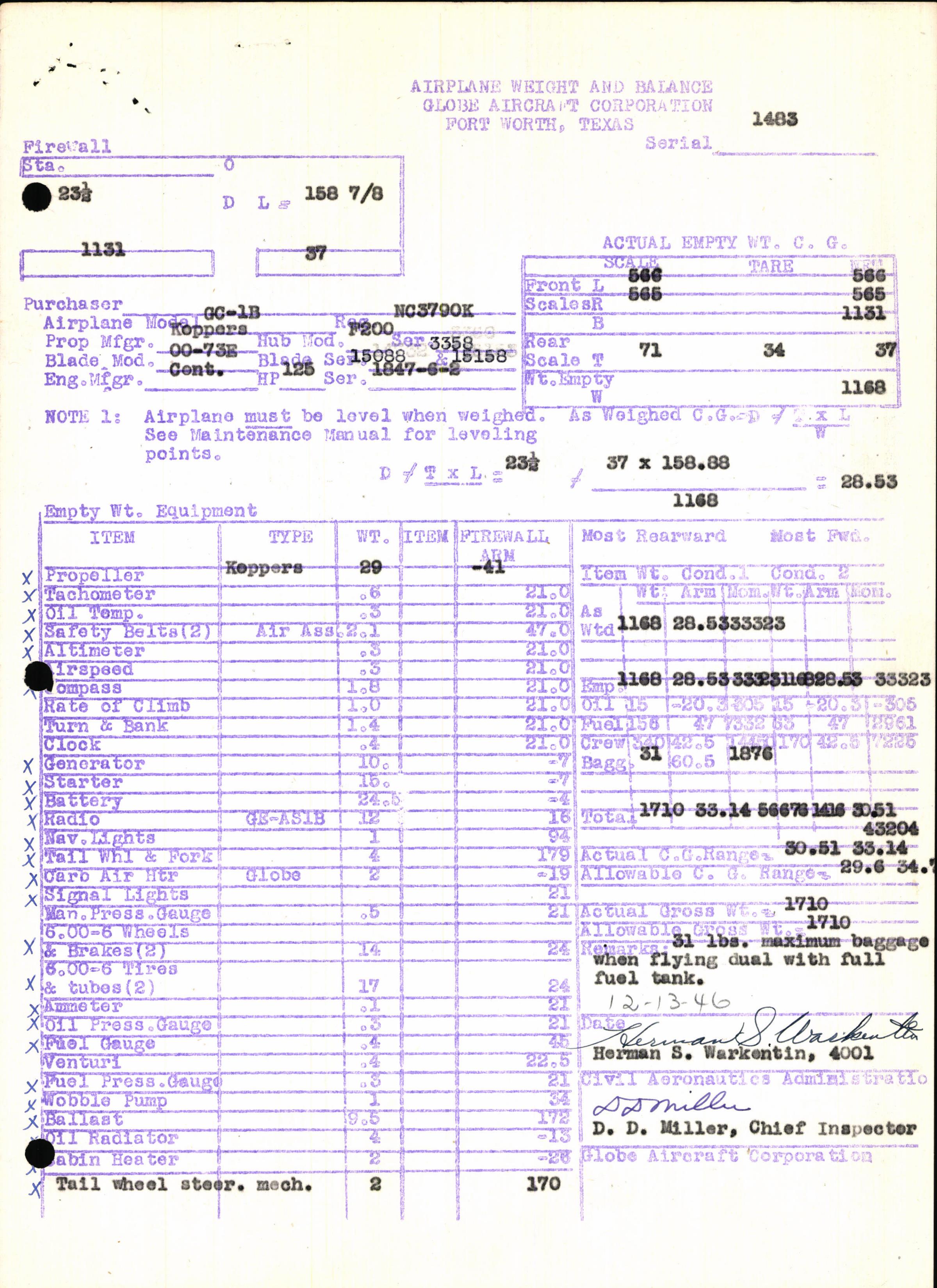 Sample page 5 from AirCorps Library document: Technical Information for Serial Number 1483