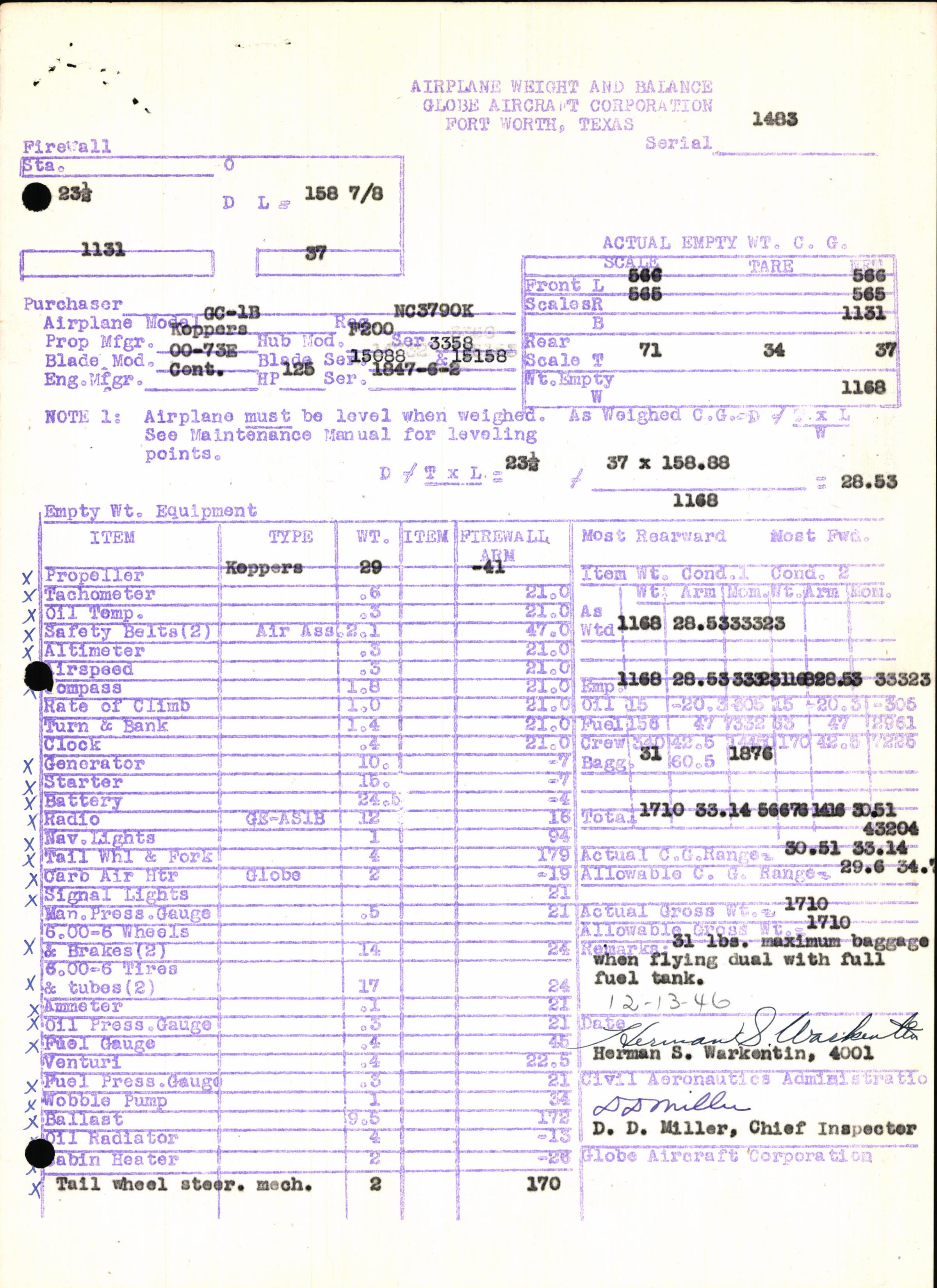 Sample page 5 from AirCorps Library document: Technical Information for Serial Number 1483