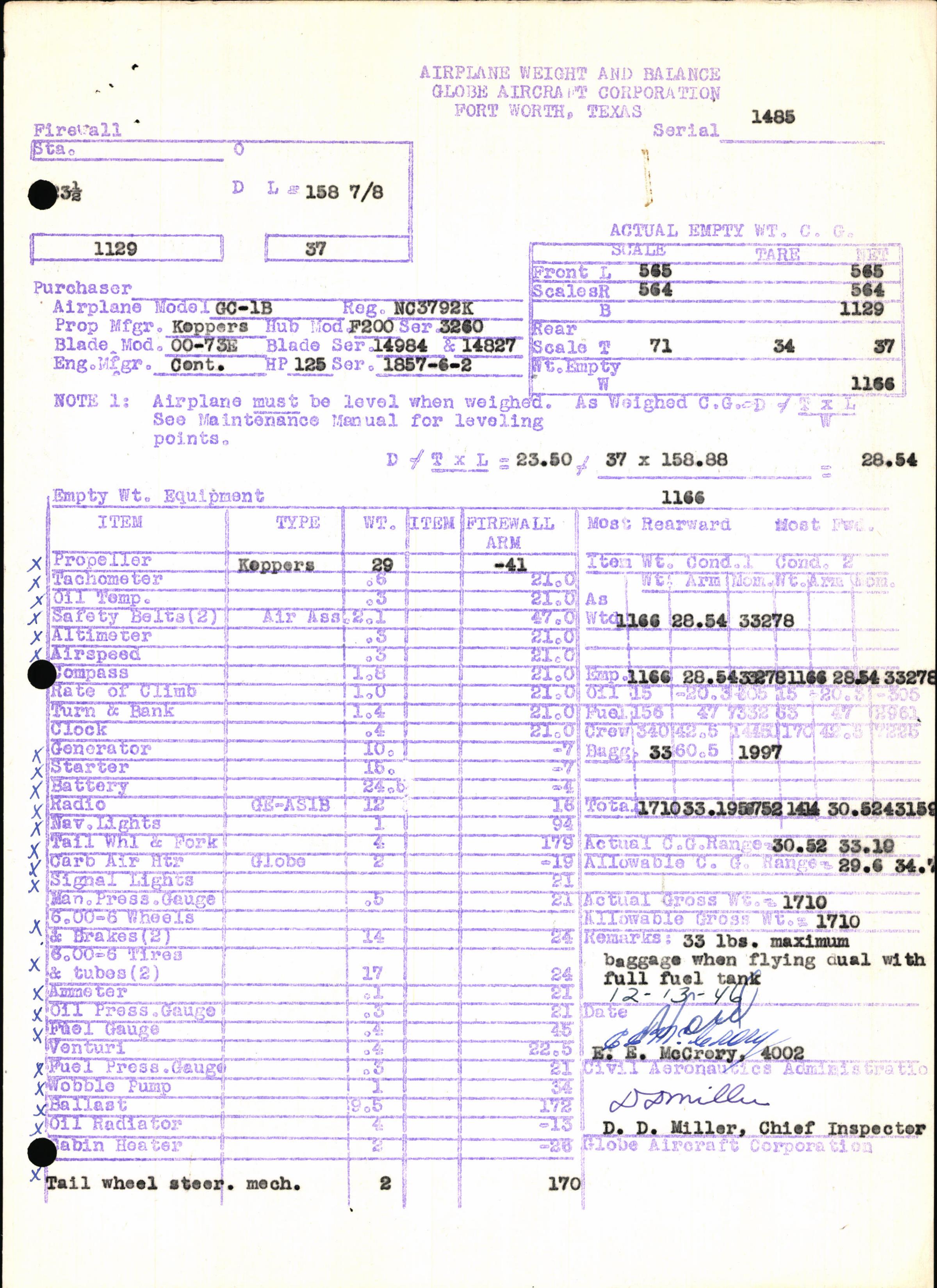 Sample page 7 from AirCorps Library document: Technical Information for Serial Number 1485