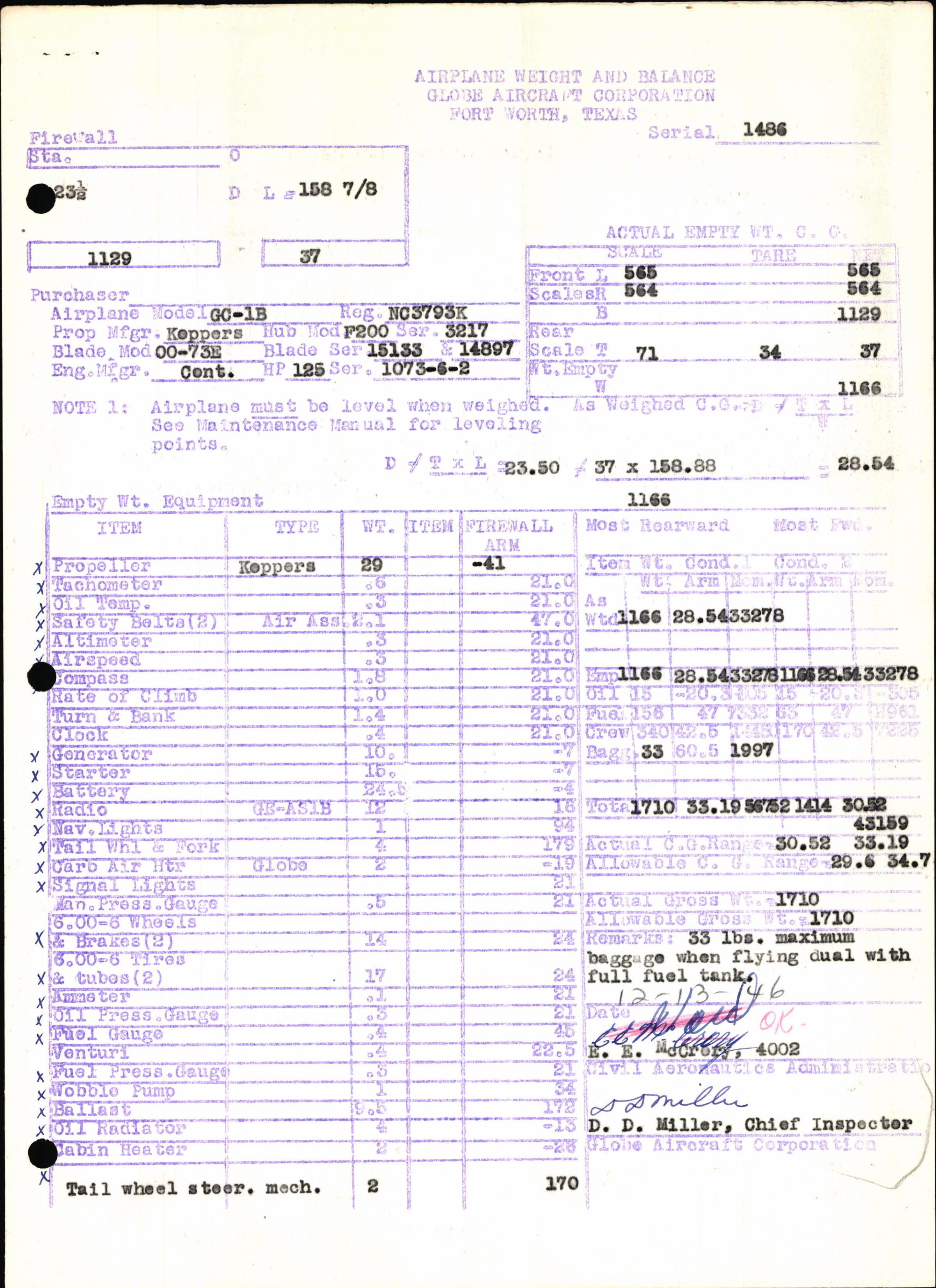 Sample page 5 from AirCorps Library document: Technical Information for Serial Number 1486