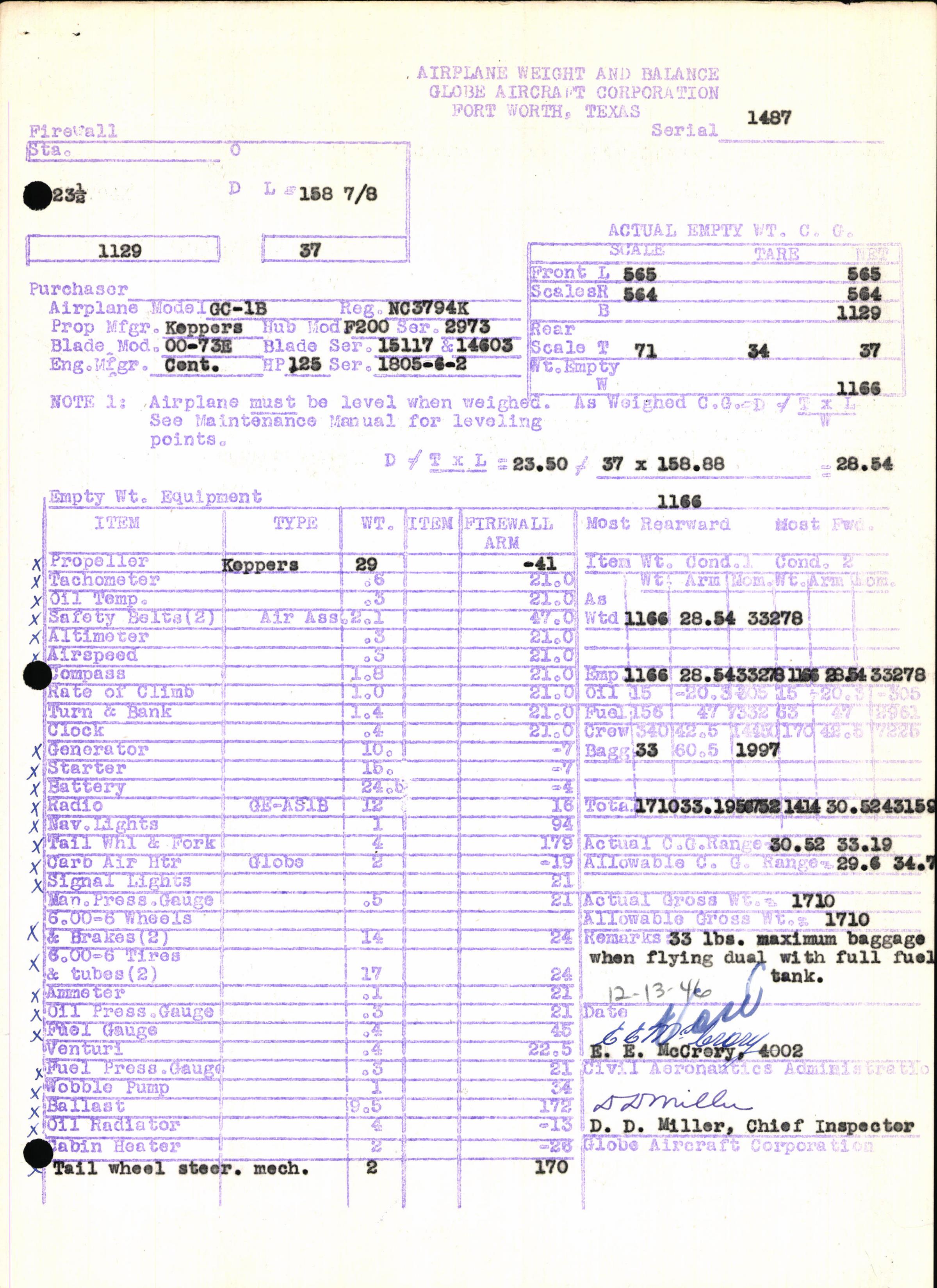 Sample page 5 from AirCorps Library document: Technical Information for Serial Number 1487