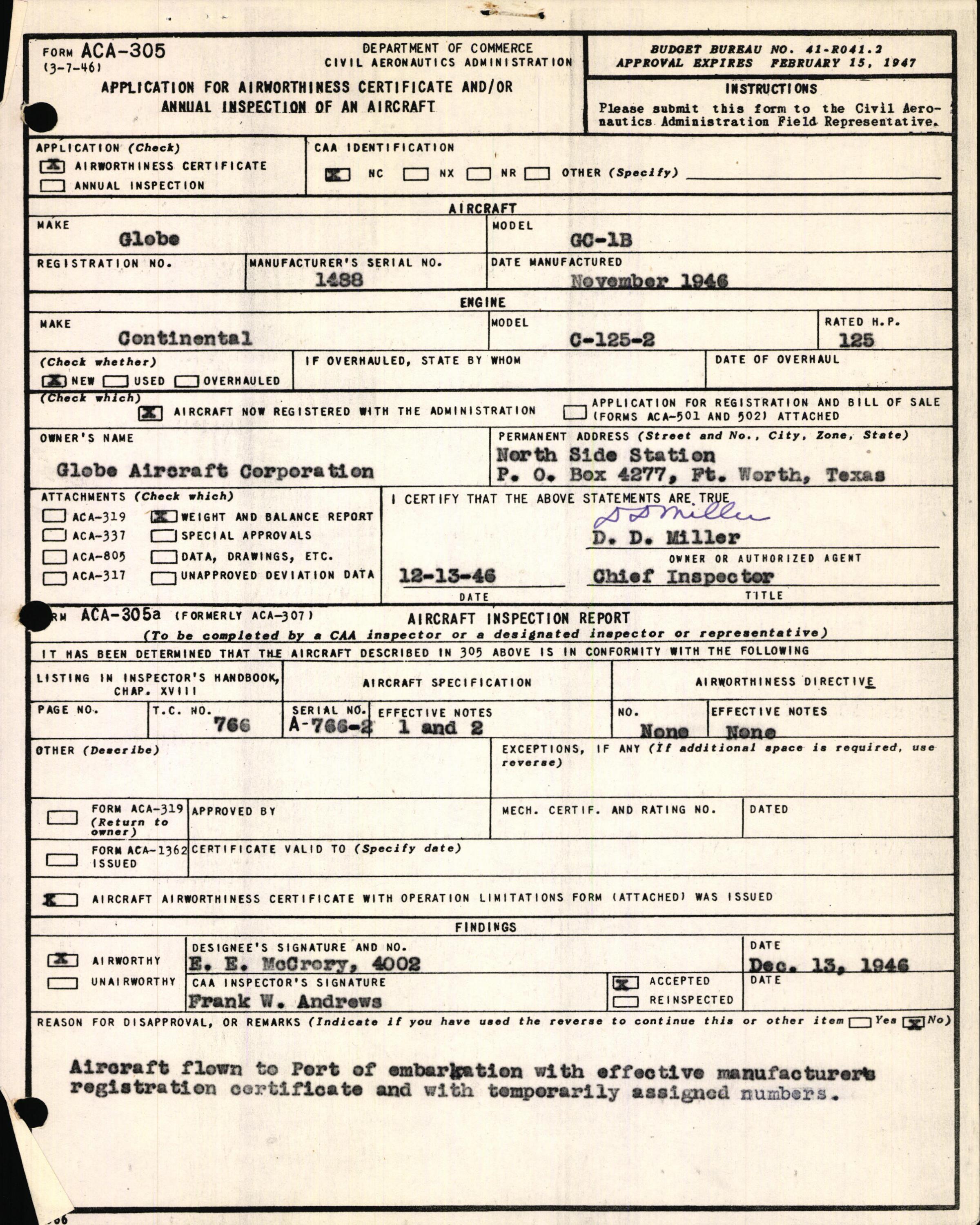 Sample page 3 from AirCorps Library document: Technical Information for Serial Number 1488