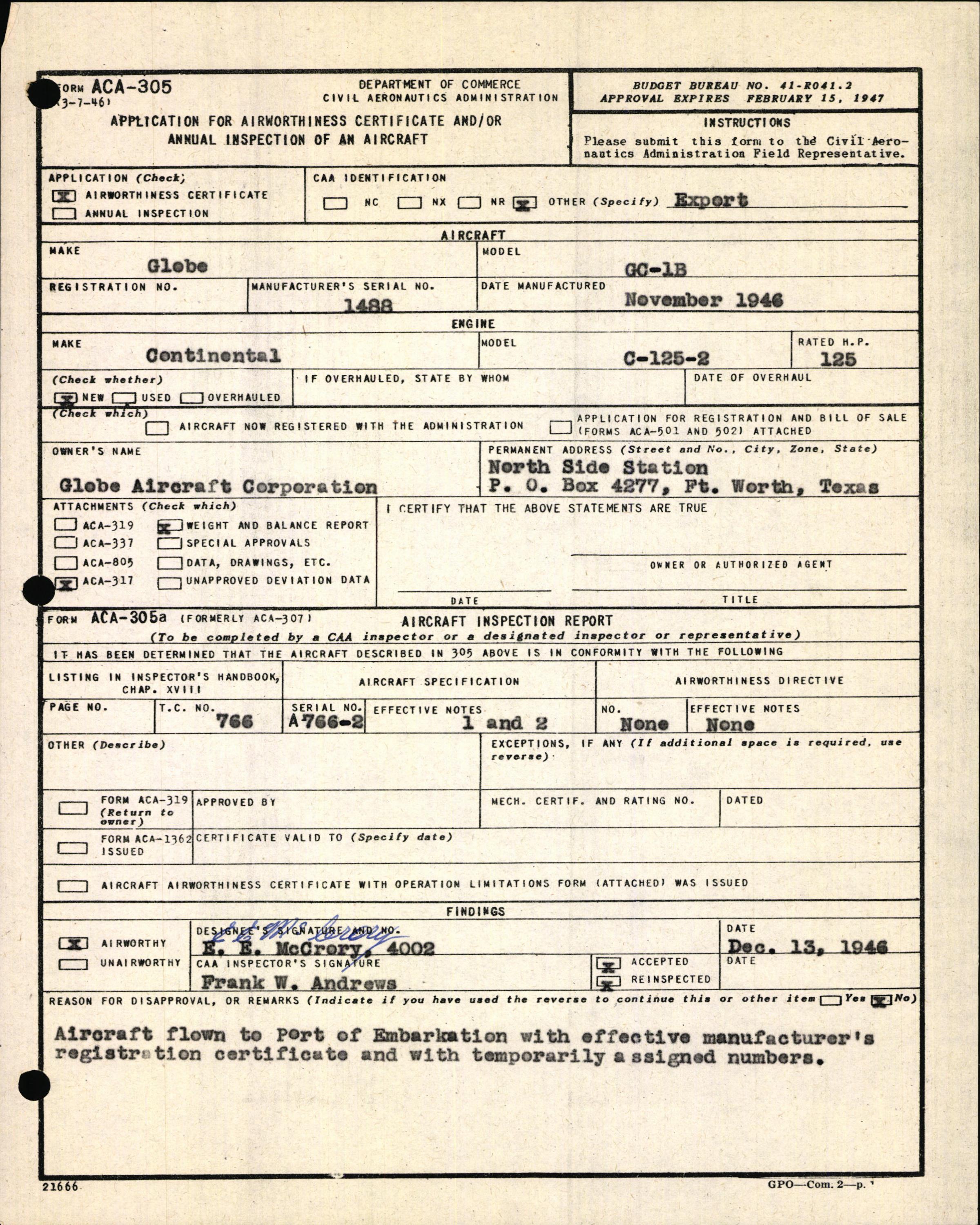 Sample page 5 from AirCorps Library document: Technical Information for Serial Number 1488