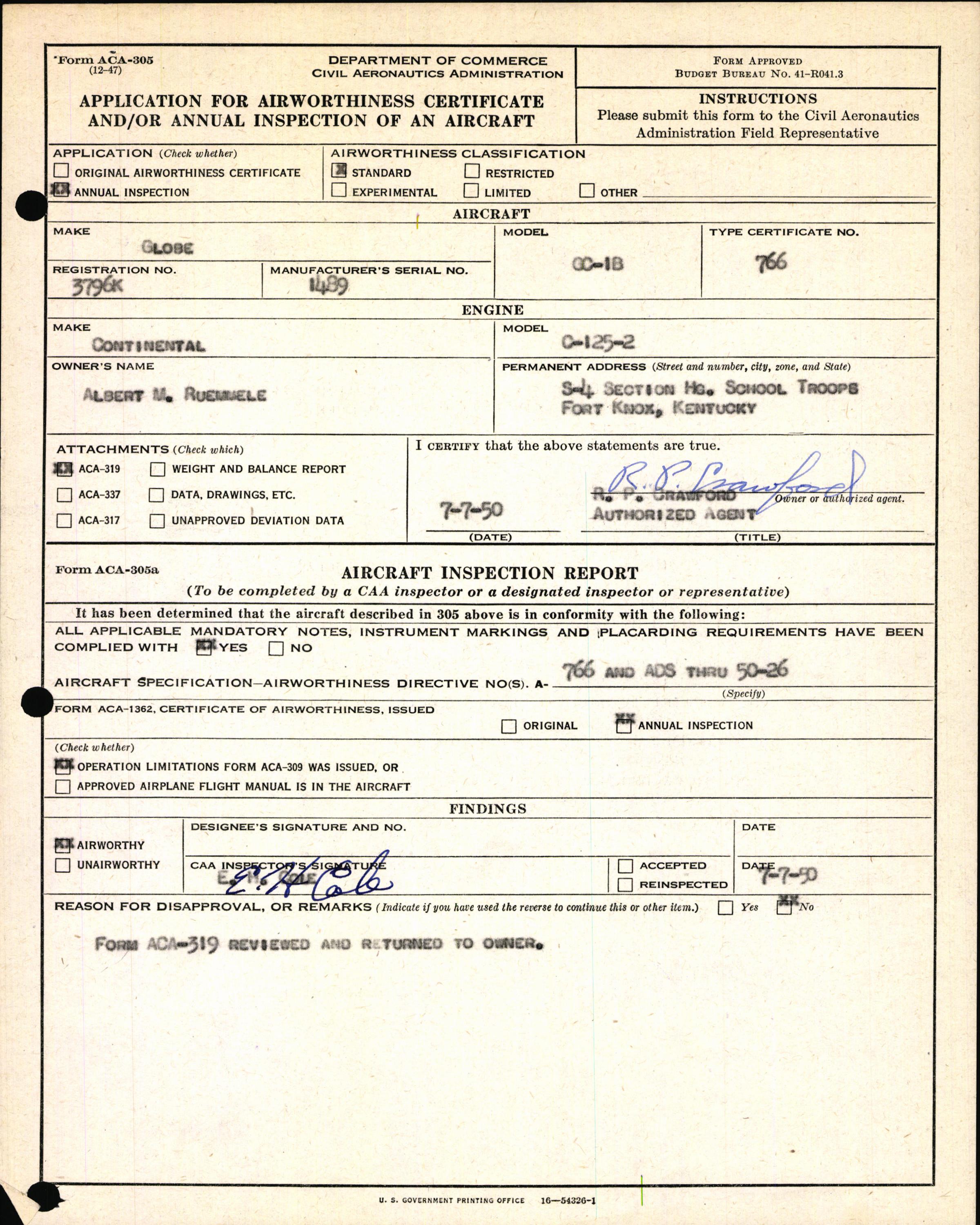 Sample page 5 from AirCorps Library document: Technical Information for Serial Number 1489