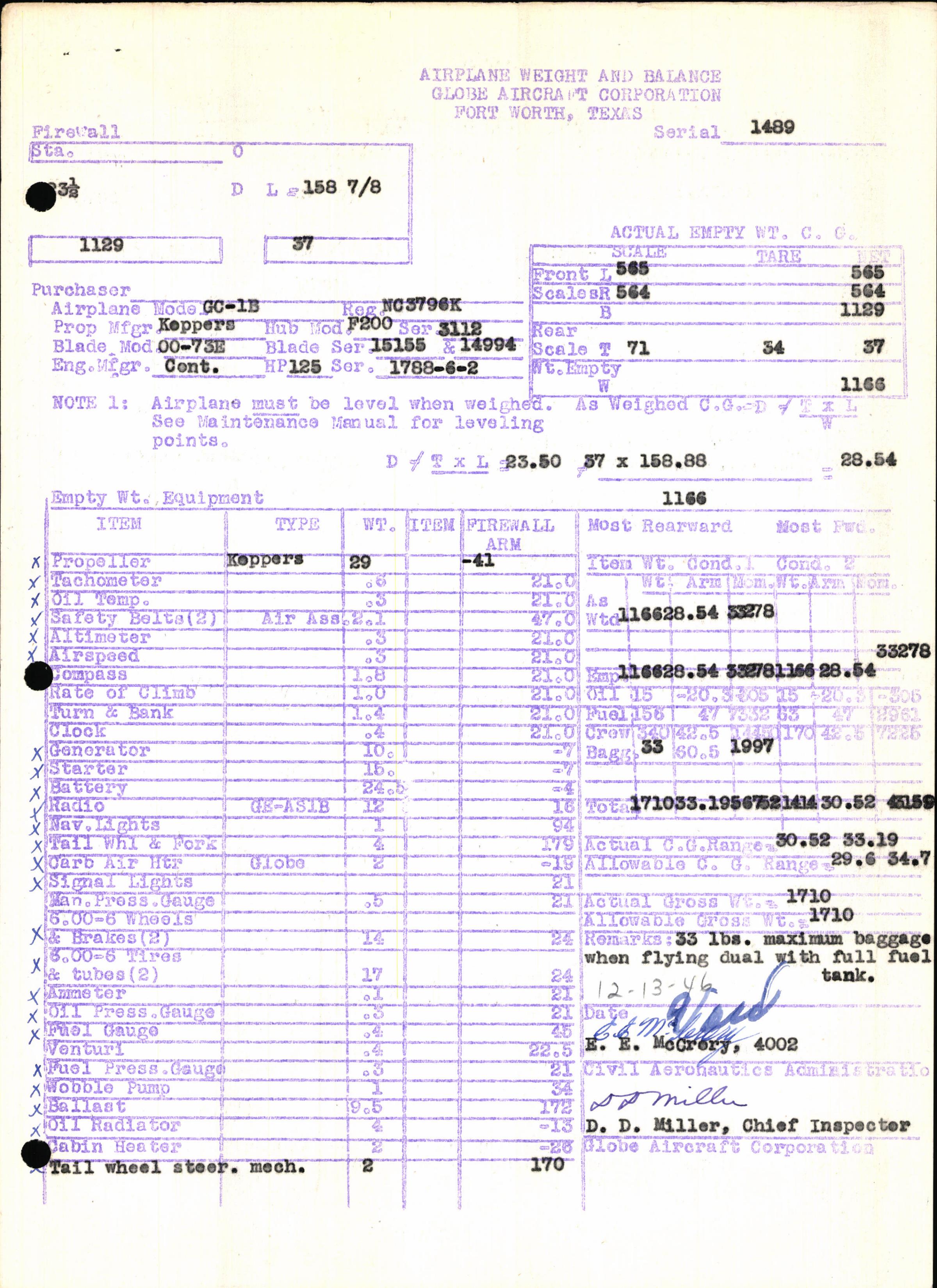 Sample page 7 from AirCorps Library document: Technical Information for Serial Number 1489