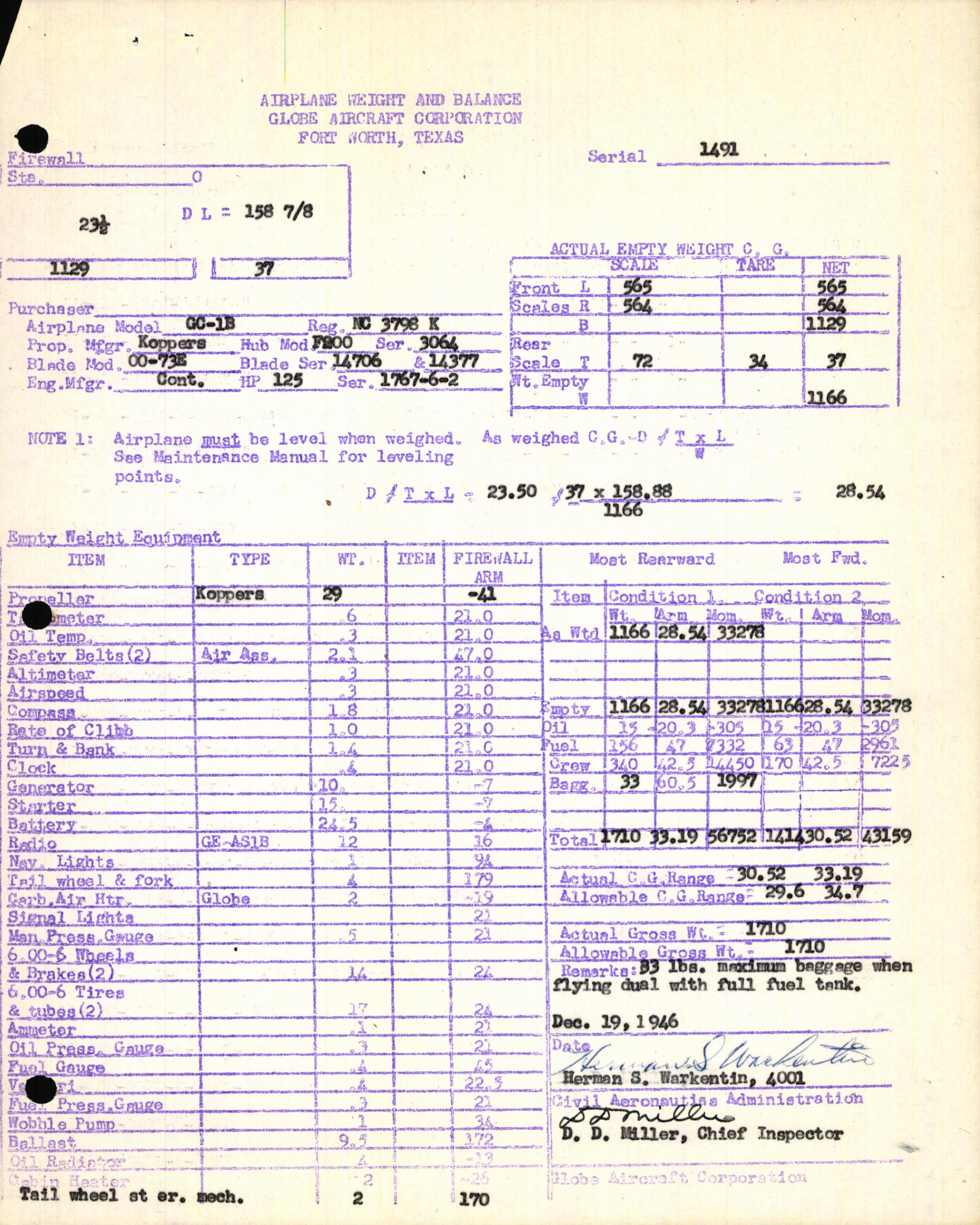 Sample page 5 from AirCorps Library document: Technical Information for Serial Number 1491