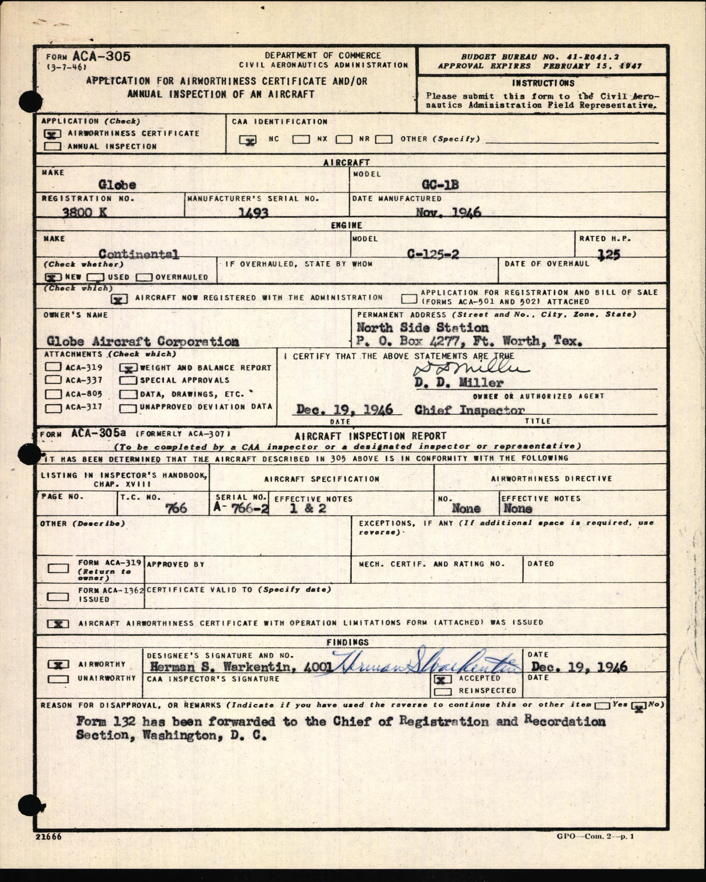 Sample page 3 from AirCorps Library document: Technical Information for Serial Number 1493