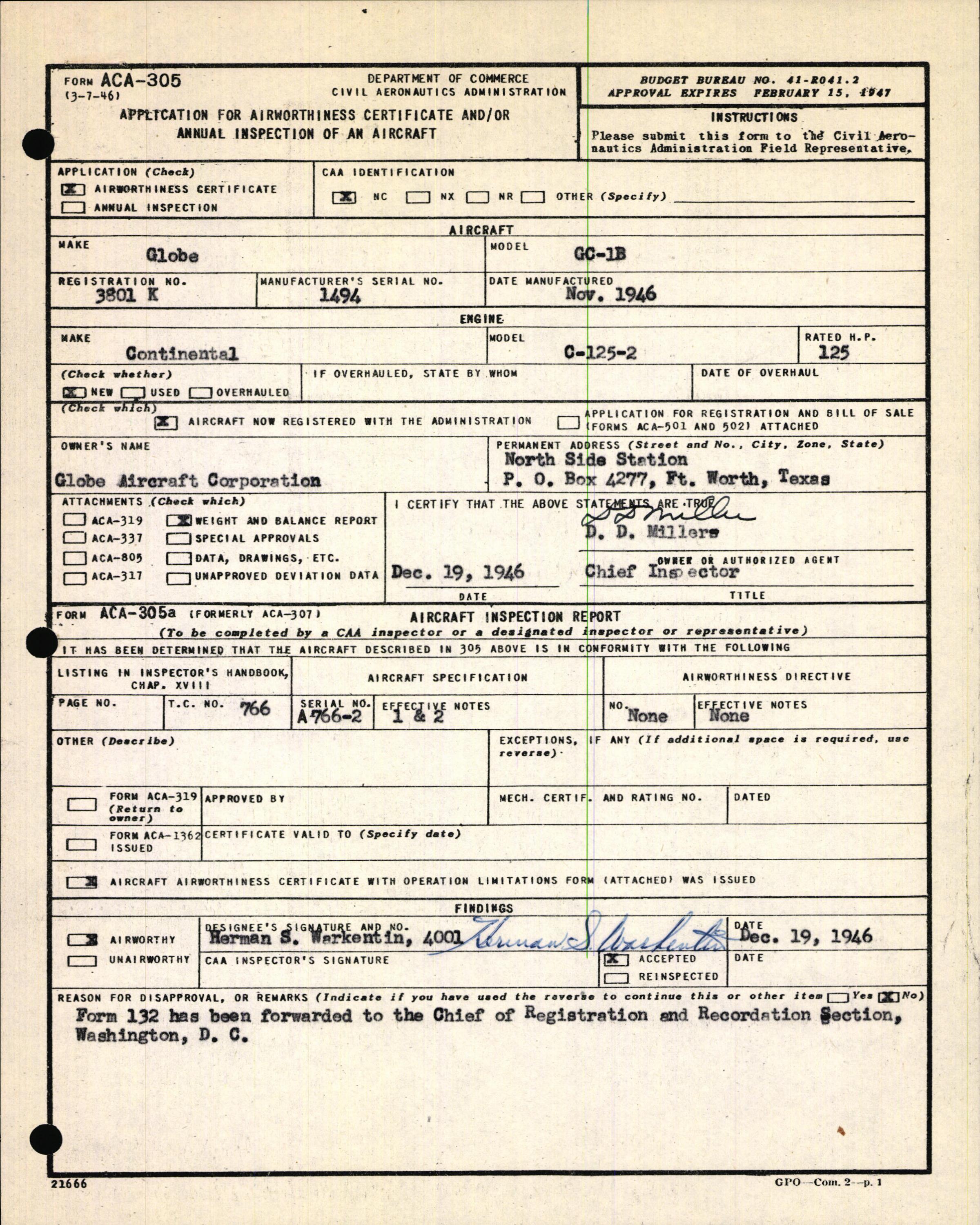 Sample page 3 from AirCorps Library document: Technical Information for Serial Number 1494