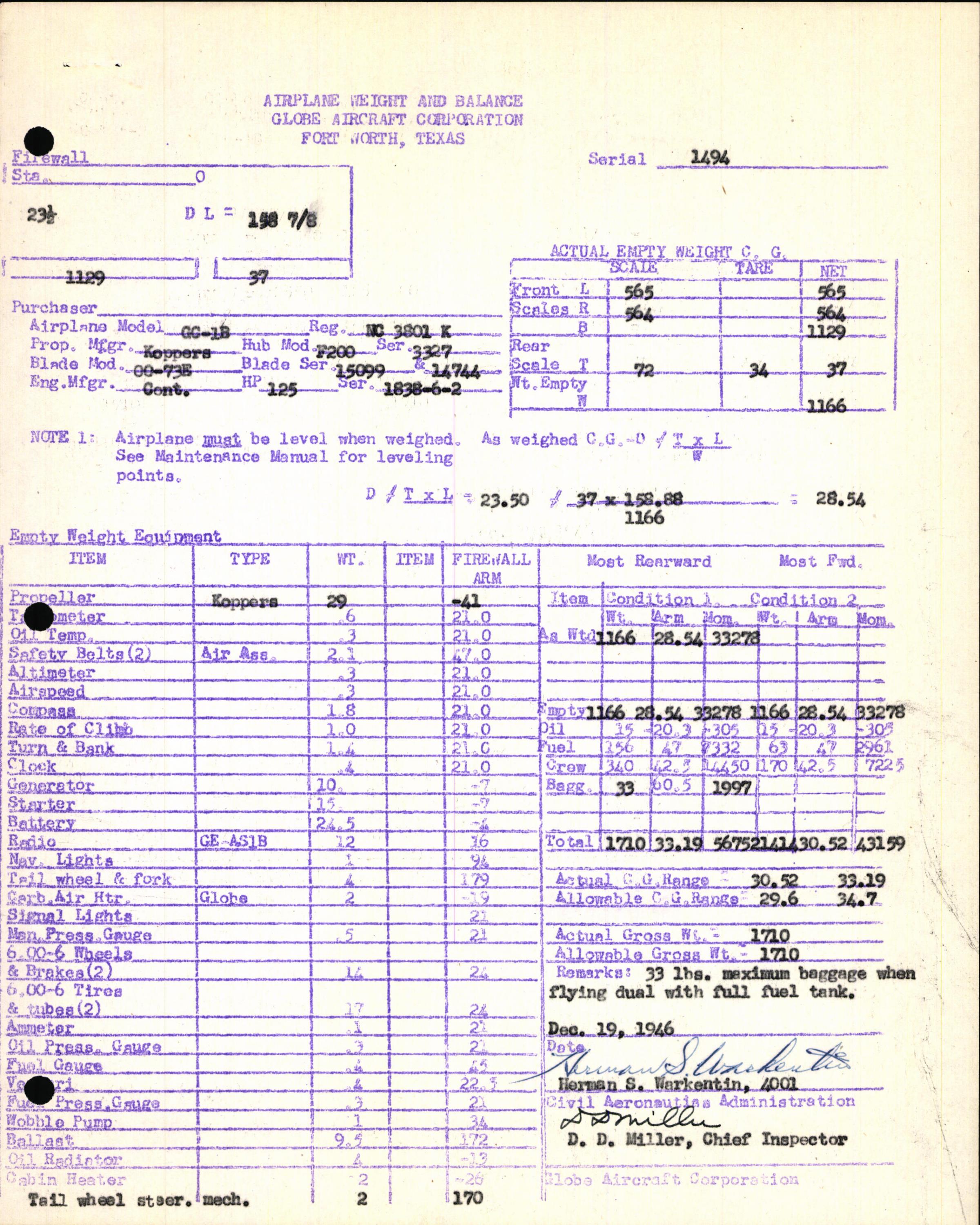 Sample page 5 from AirCorps Library document: Technical Information for Serial Number 1494