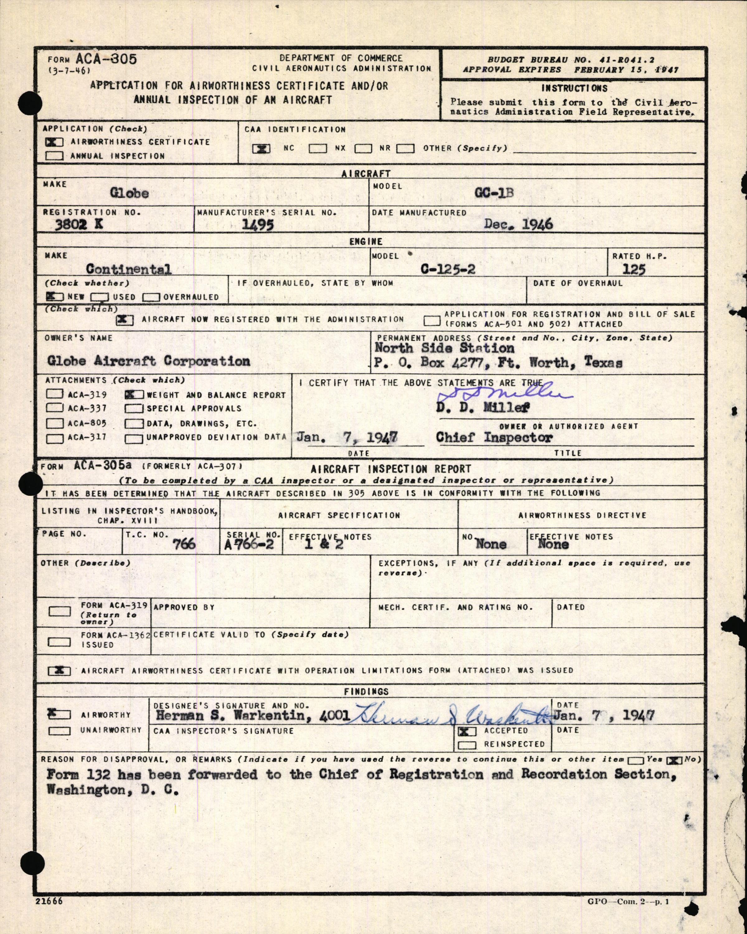 Sample page 3 from AirCorps Library document: Technical Information for Serial Number 1495