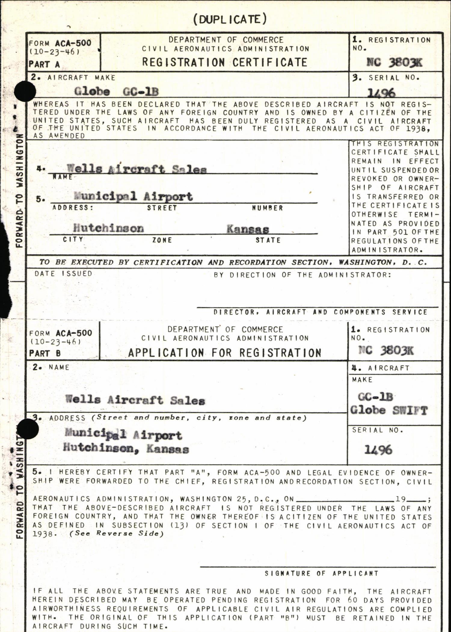 Sample page 5 from AirCorps Library document: Technical Information for Serial Number 1496