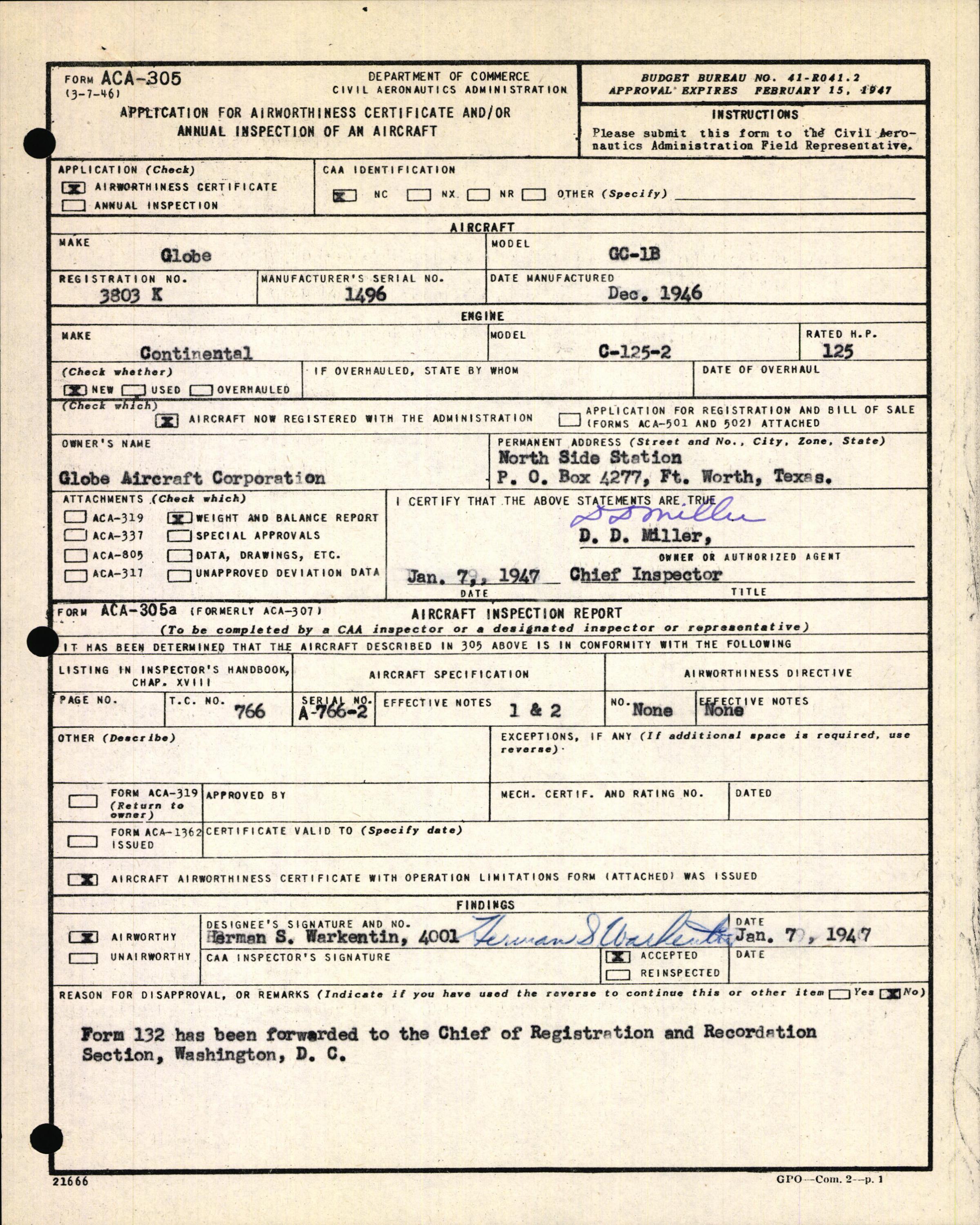 Sample page 7 from AirCorps Library document: Technical Information for Serial Number 1496