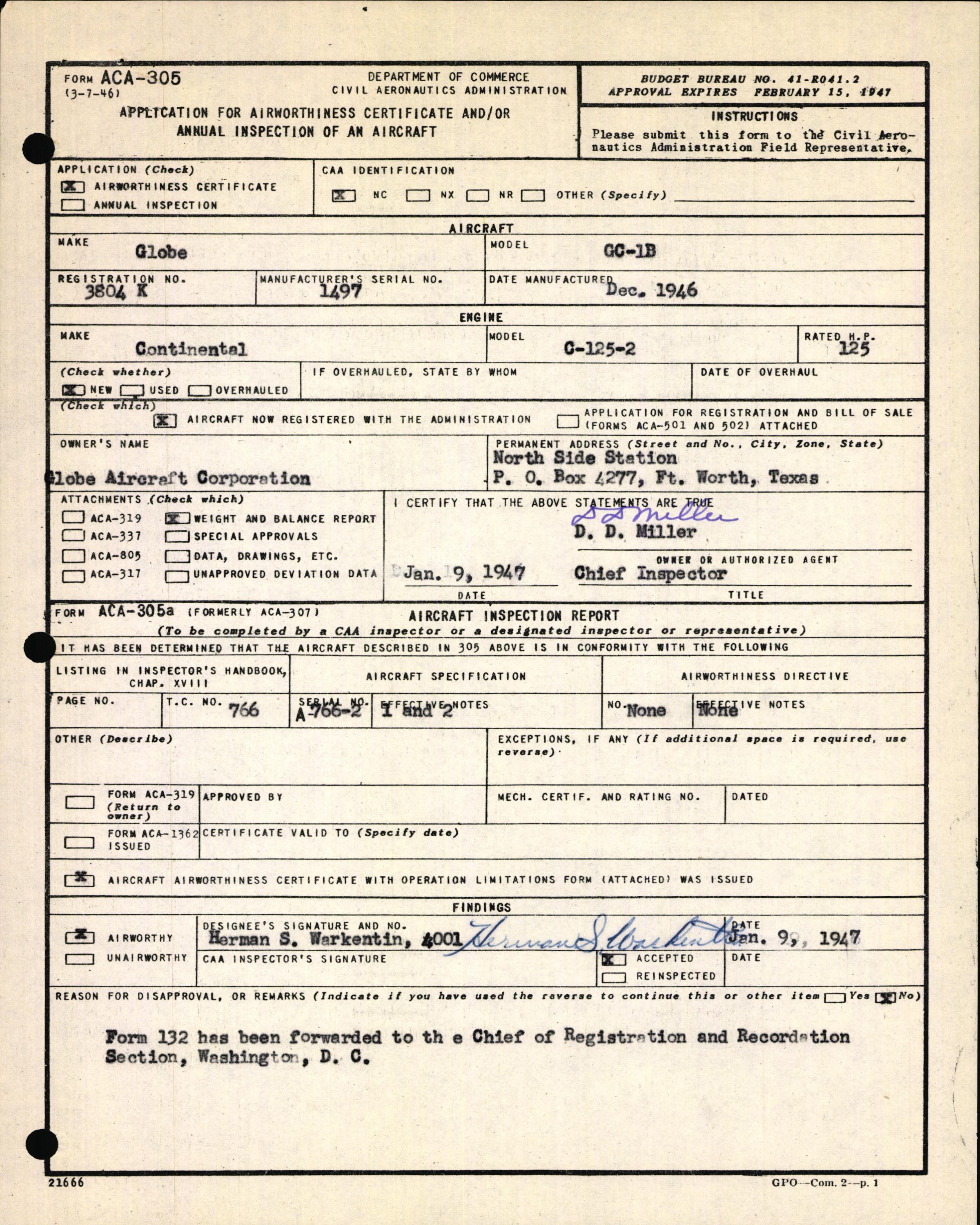 Sample page 3 from AirCorps Library document: Technical Information for Serial Number 1497