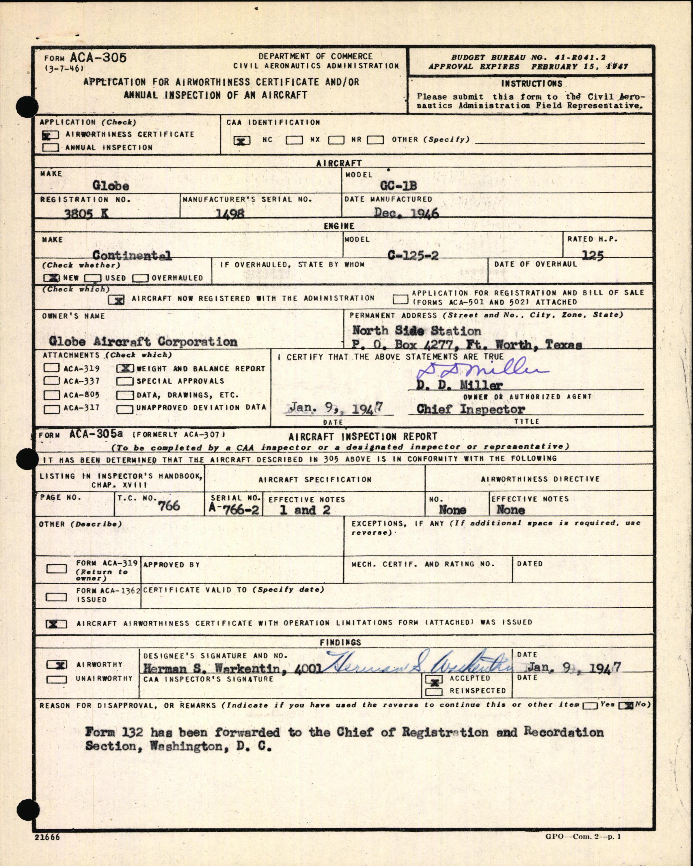 Sample page 3 from AirCorps Library document: Technical Information for Serial Number 1498