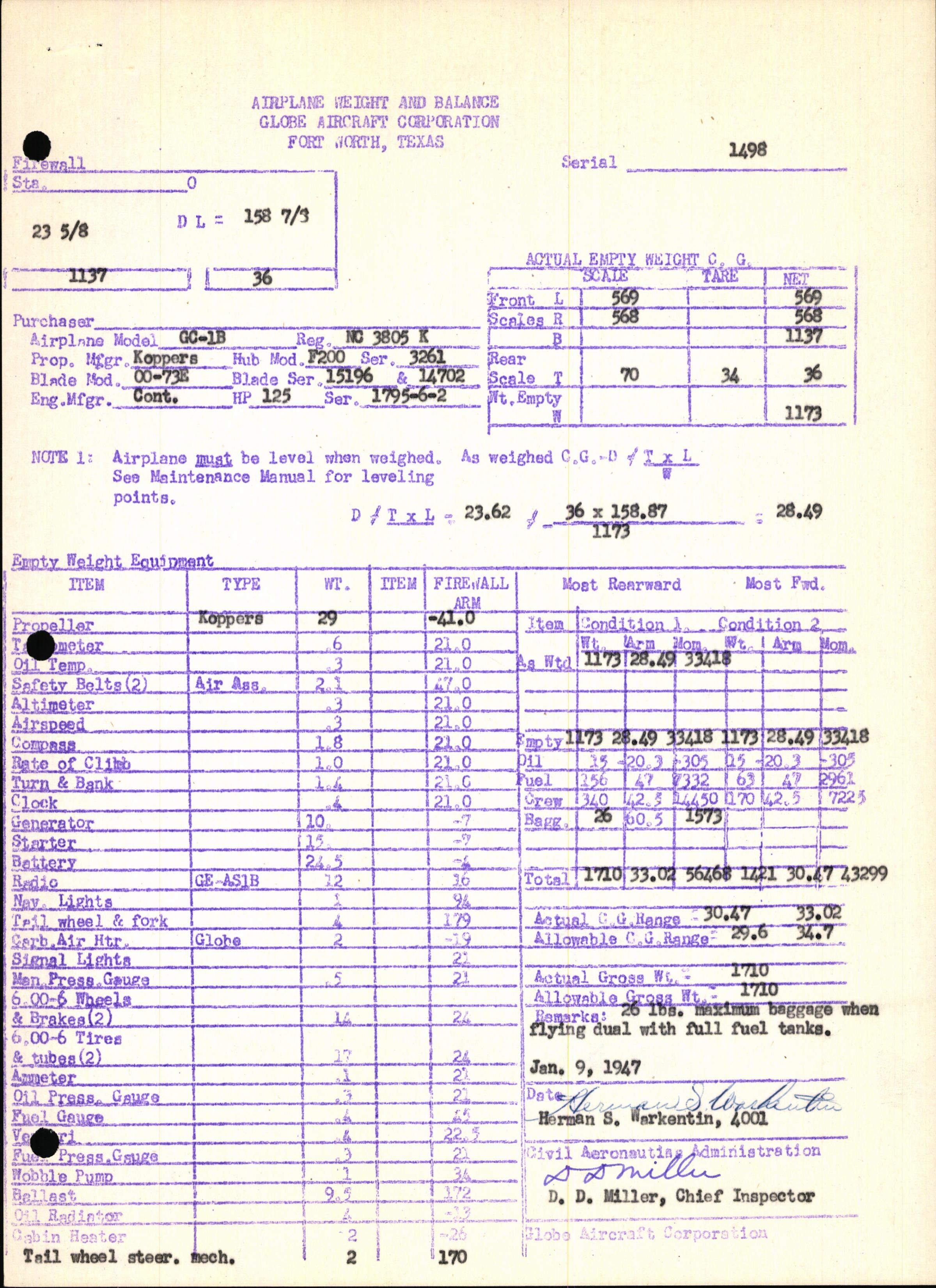 Sample page 5 from AirCorps Library document: Technical Information for Serial Number 1498